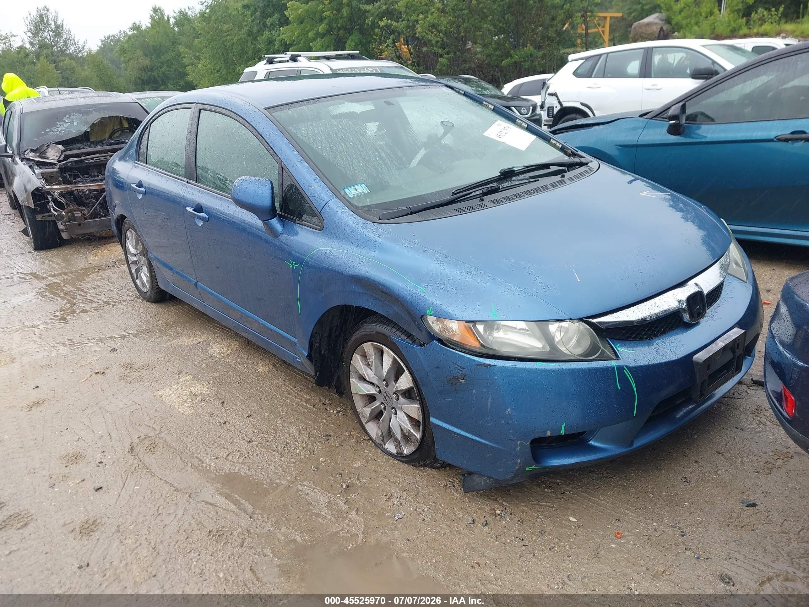 2009 Honda Civic Lx Blue vin: 2HGFA16549H326698