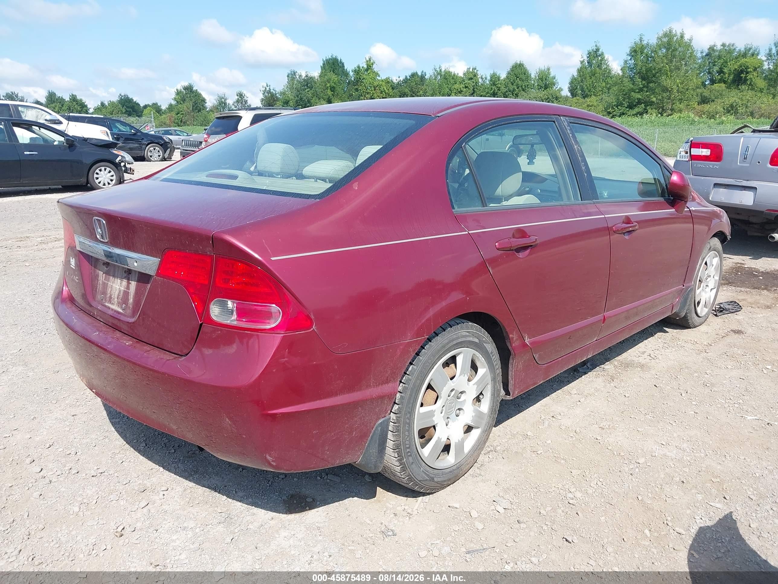 2009 Honda Civic Lx Red vin: 2HGFA16549H360348