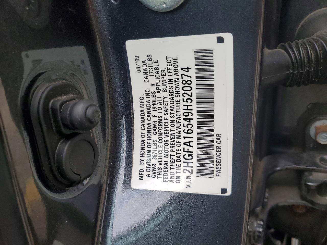 2009 Honda Civic Lx Gray vin: 2HGFA16549H520874