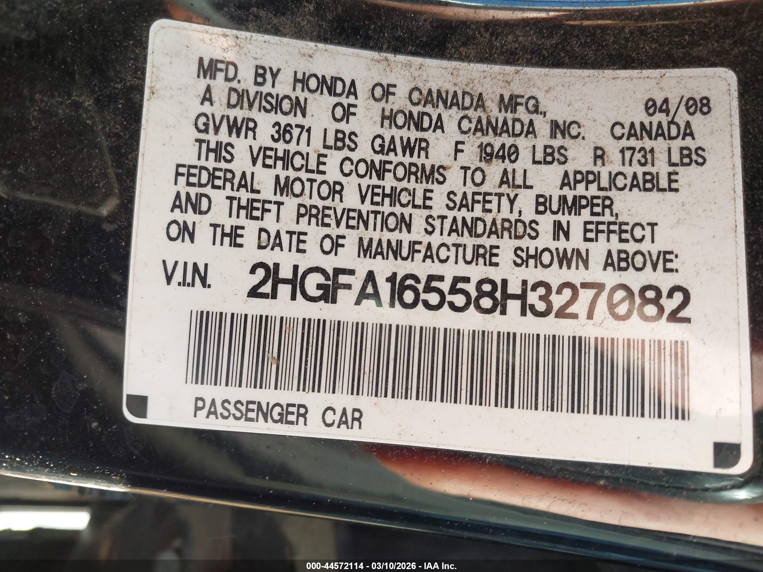 2008 Honda Civic Lx Black vin: 2HGFA16558H327082