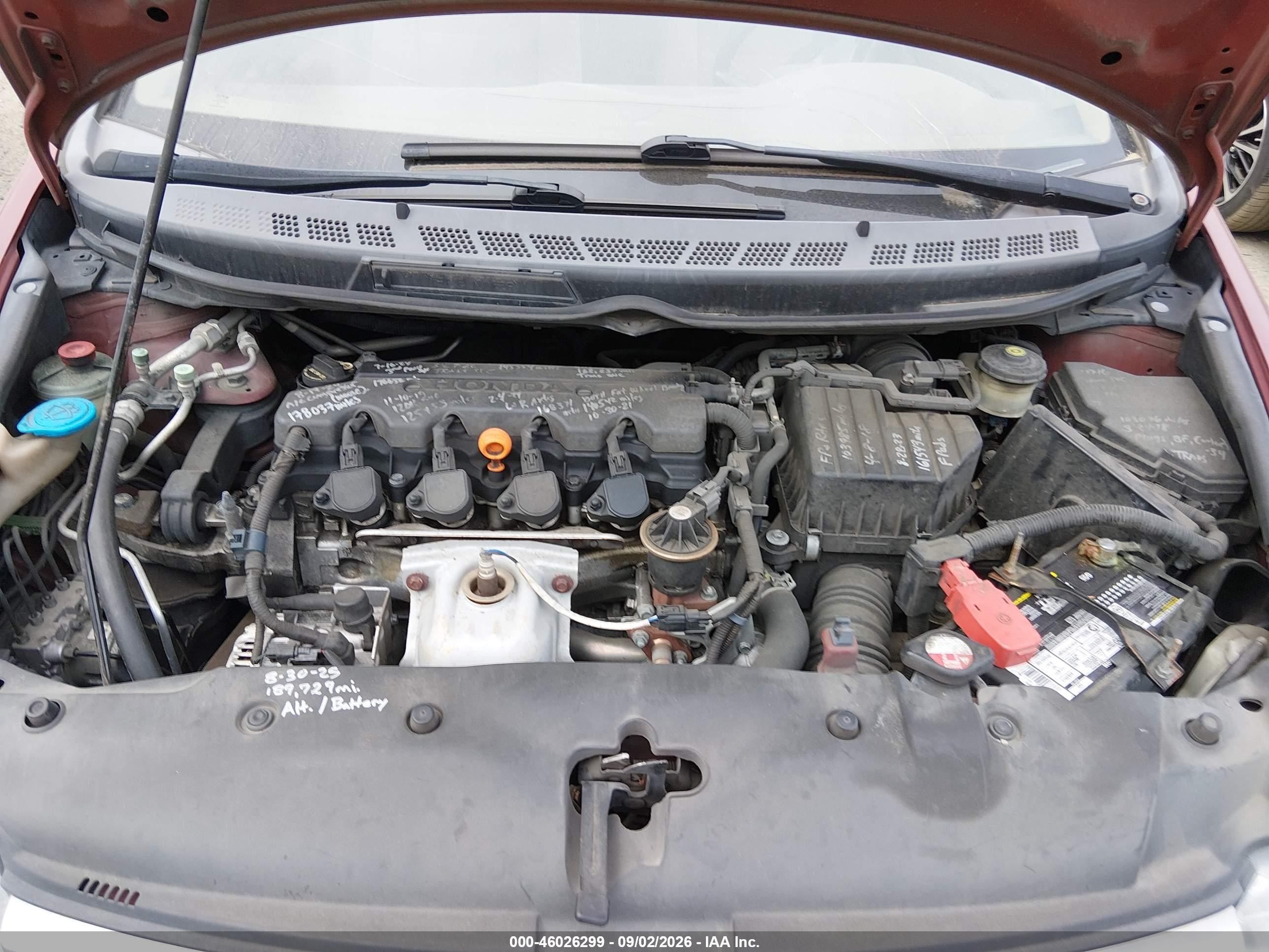 2008 Honda Civic Lx Burgundy vin: 2HGFA16558H535396