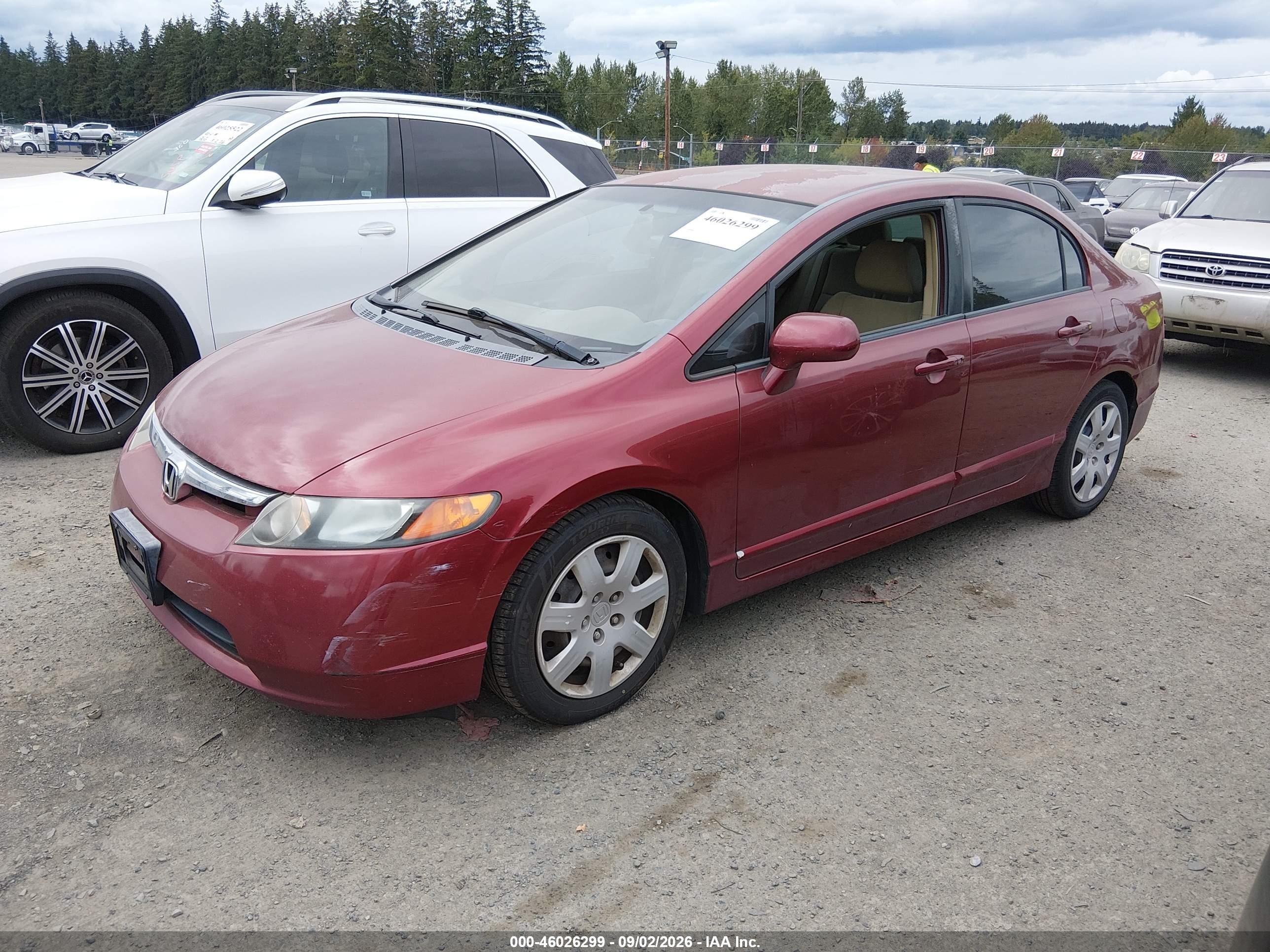 2008 Honda Civic Lx Burgundy vin: 2HGFA16558H535396