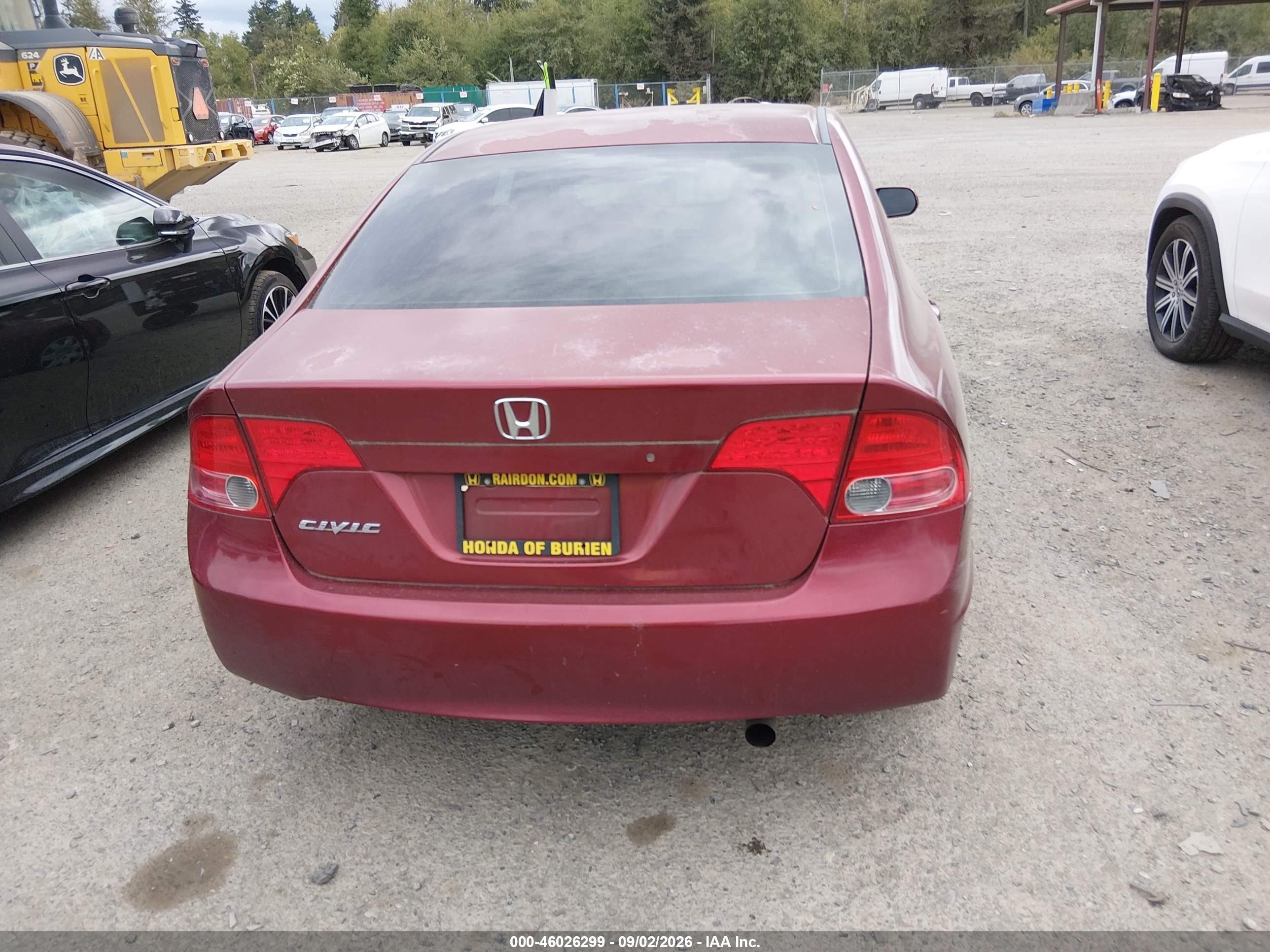 2008 Honda Civic Lx Burgundy vin: 2HGFA16558H535396