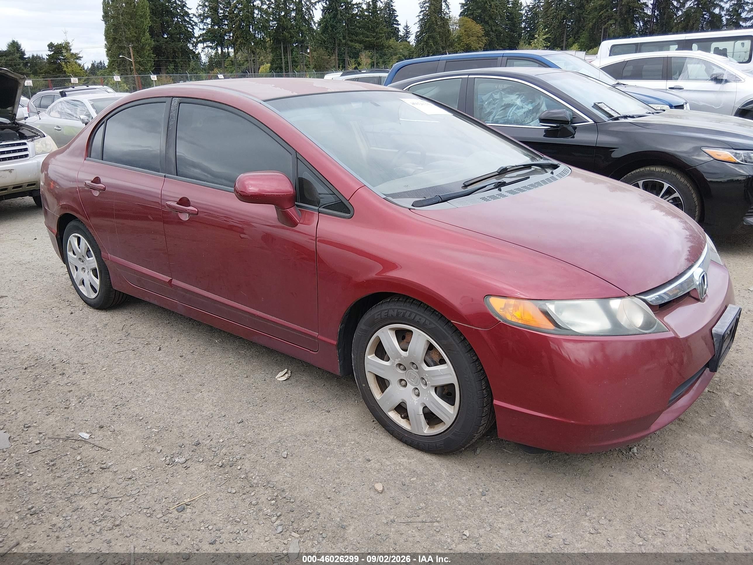 2008 Honda Civic Lx Burgundy vin: 2HGFA16558H535396