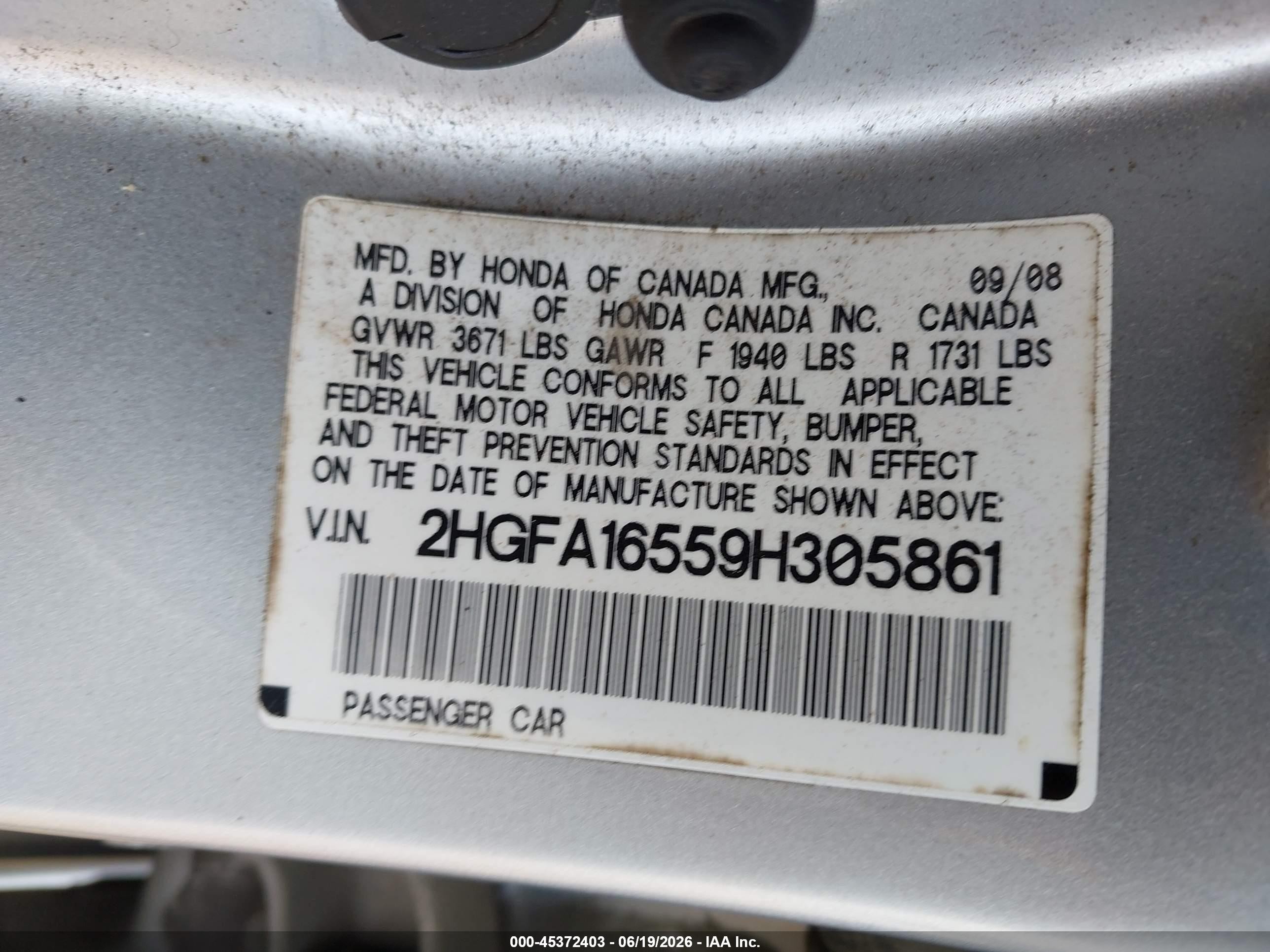 2009 Honda Civic Lx Silver vin: 2HGFA16559H305861