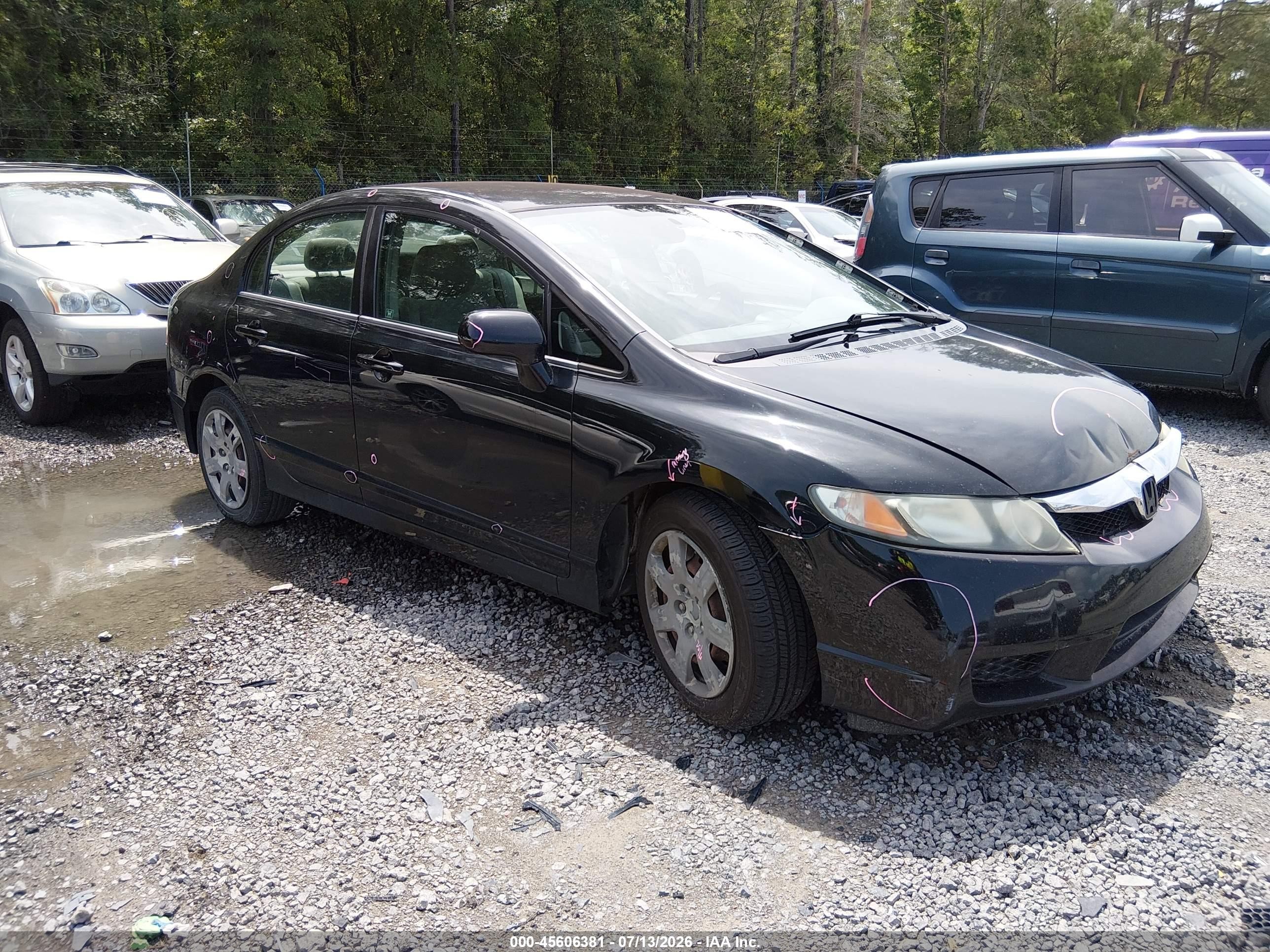 2009 Honda Civic Lx Black vin: 2HGFA16559H363839