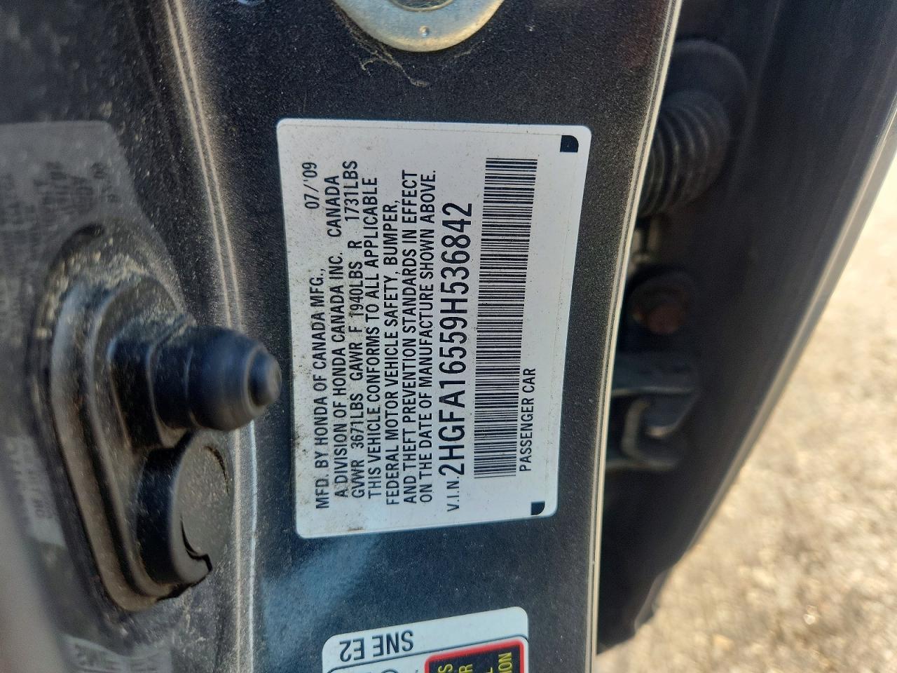 2009 Honda Civic Lx Серый vin: 2HGFA16559H536842