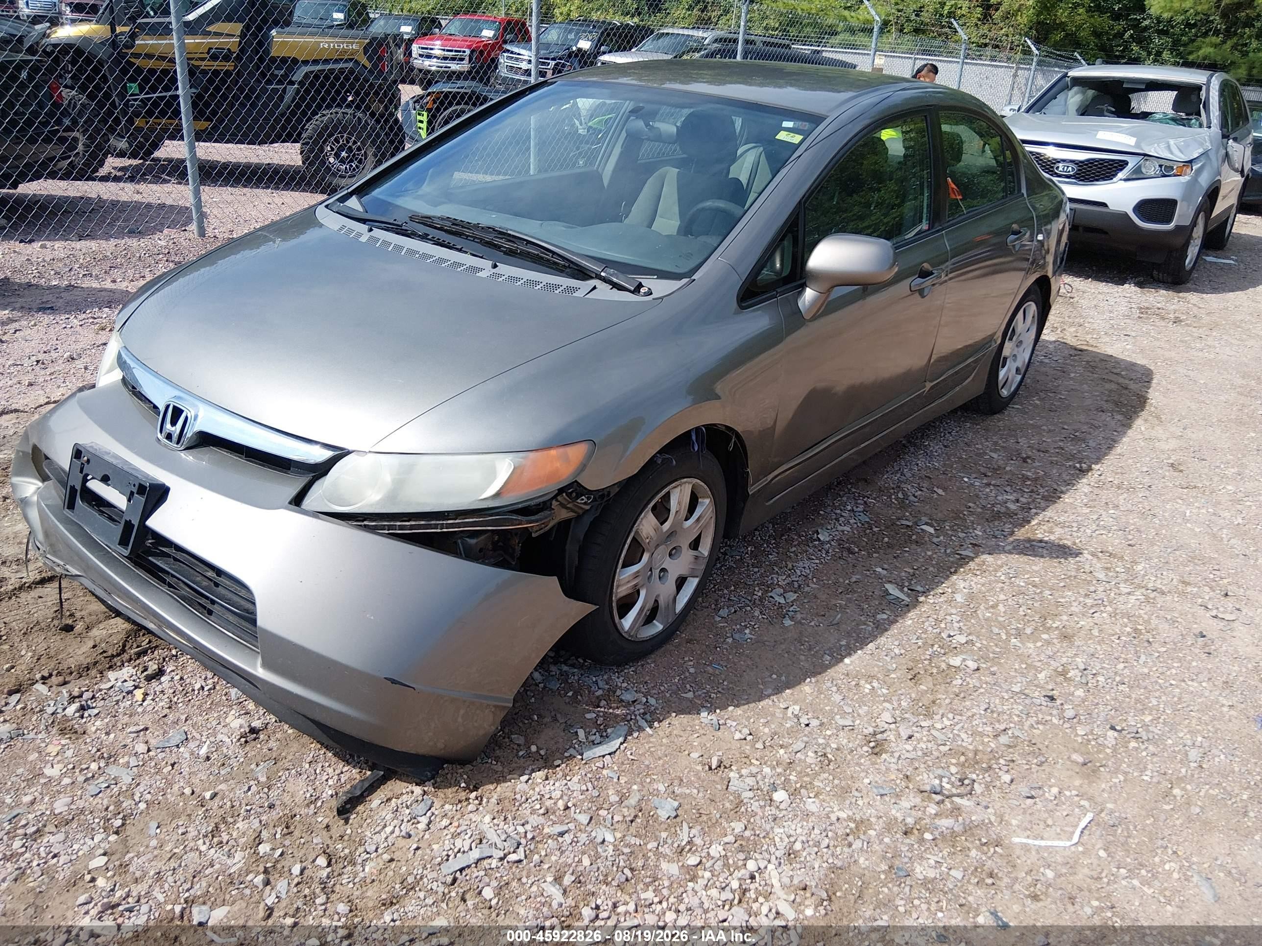 2007 Honda Civic Lx Gray vin: 2HGFA16567H316431