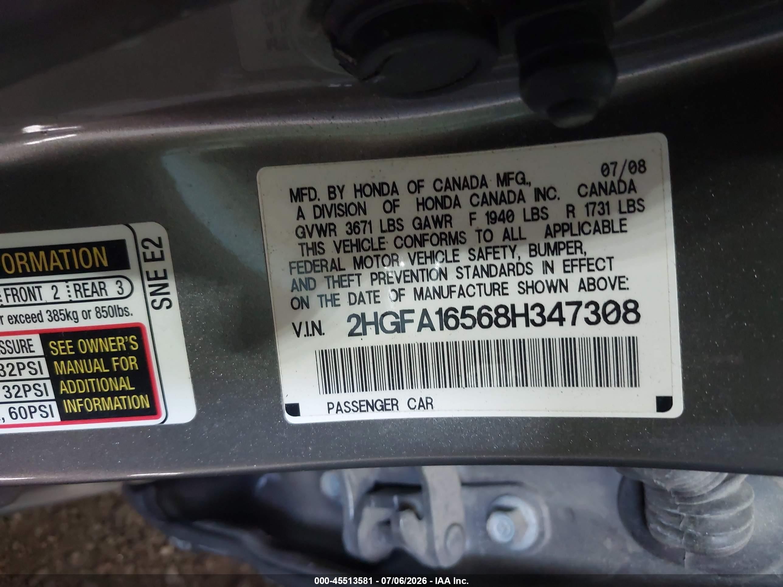 2008 Honda Civic Lx Brown vin: 2HGFA16568H347308