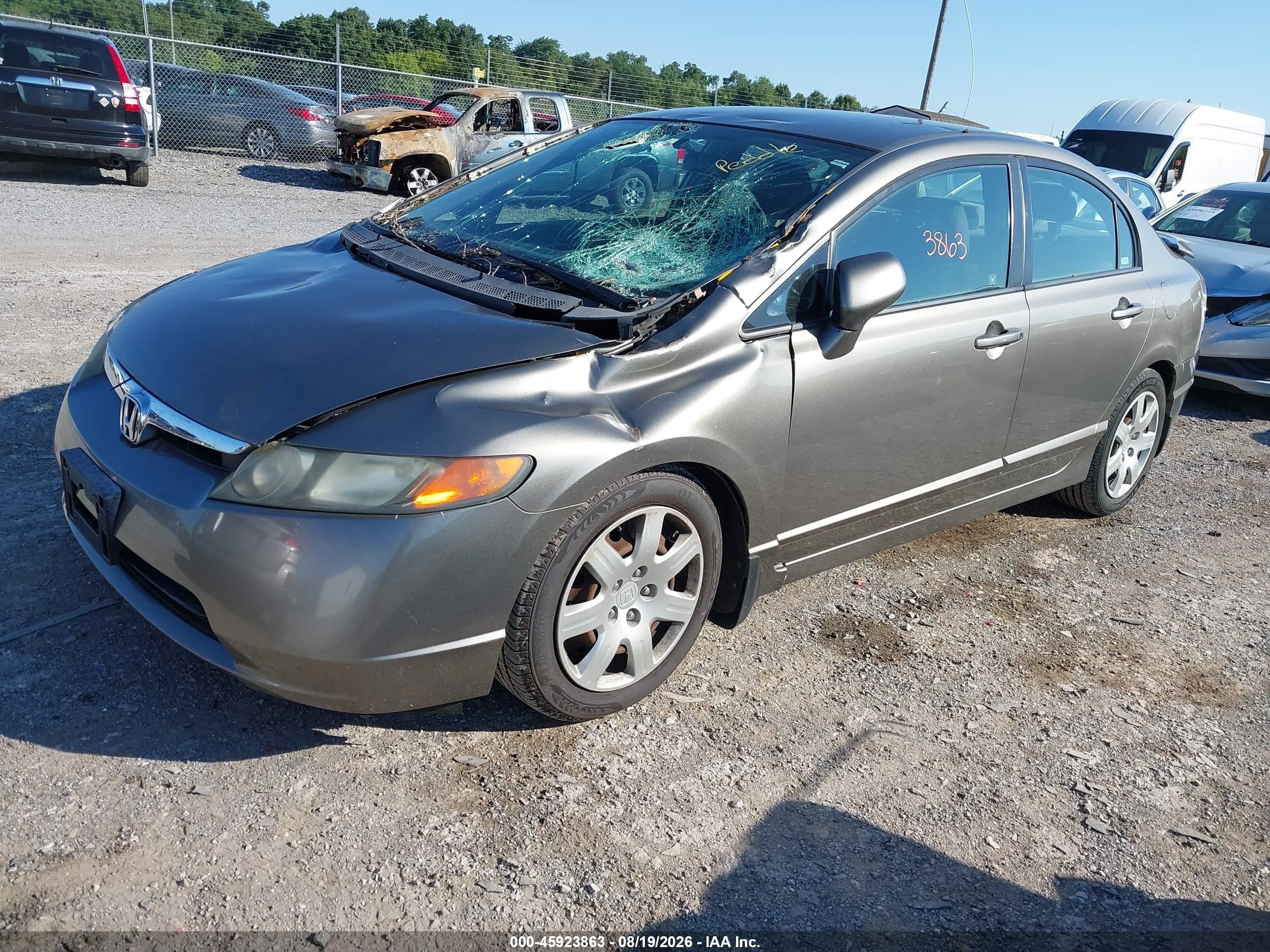 2008 Honda Civic Lx Gray vin: 2HGFA16568H349186