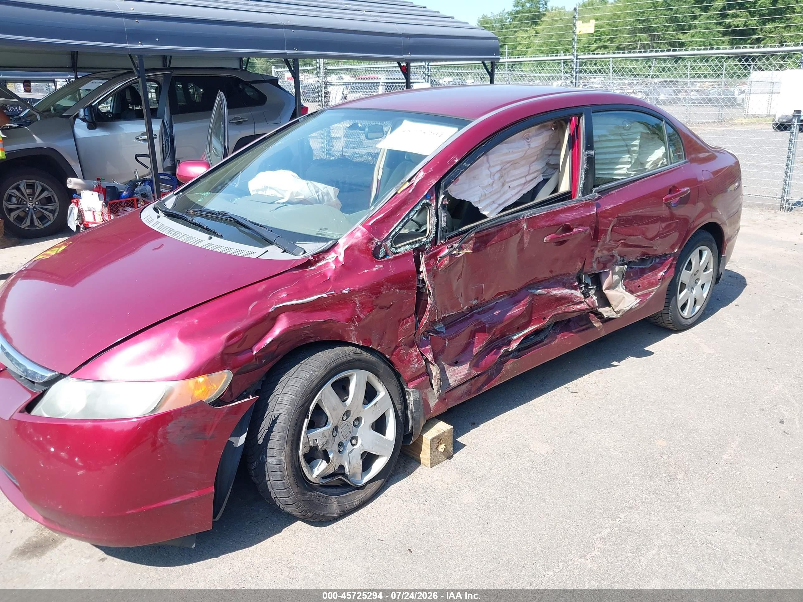 2008 Honda Civic Lx Red vin: 2HGFA16568H509339