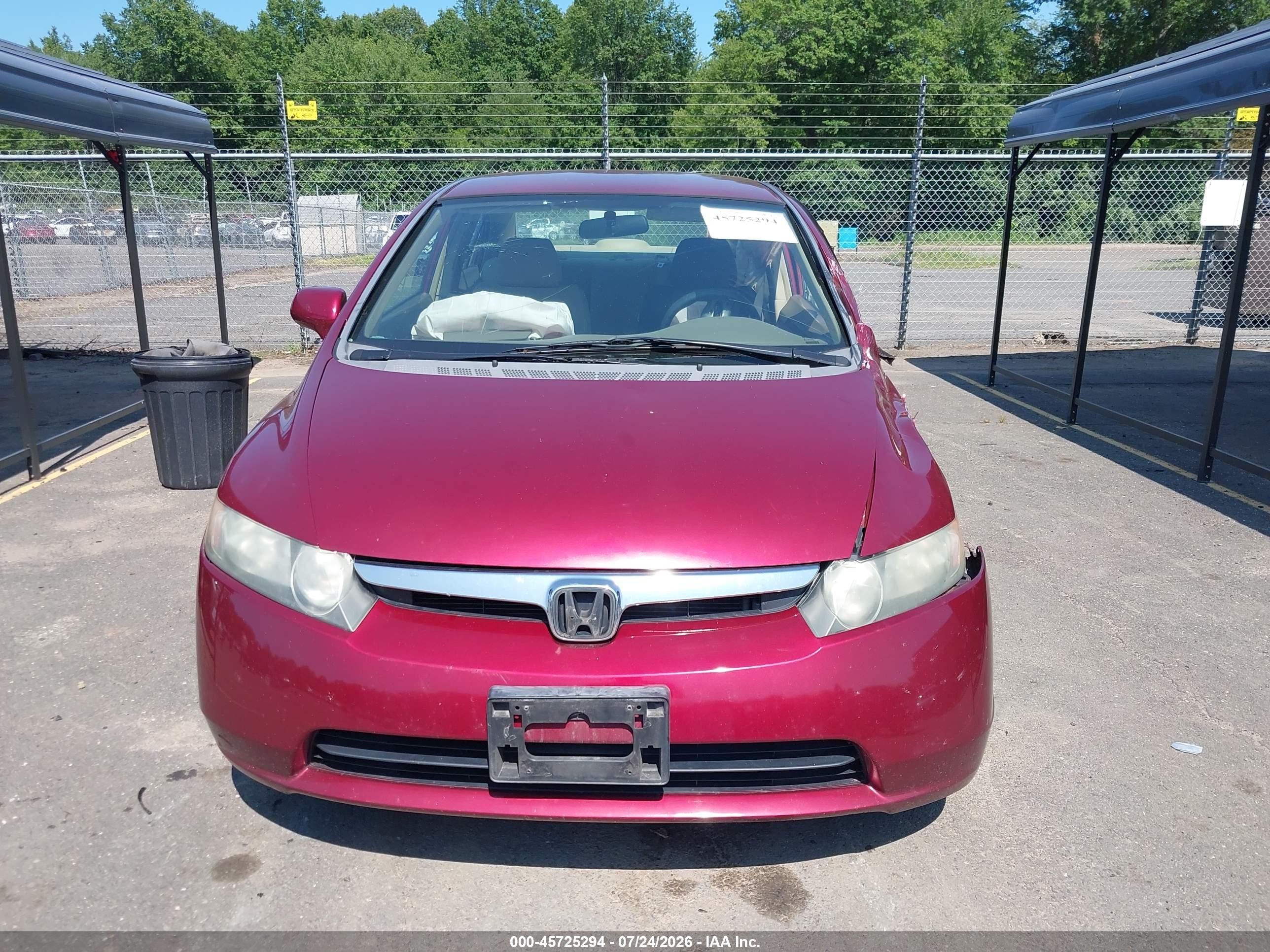 2008 Honda Civic Lx Red vin: 2HGFA16568H509339