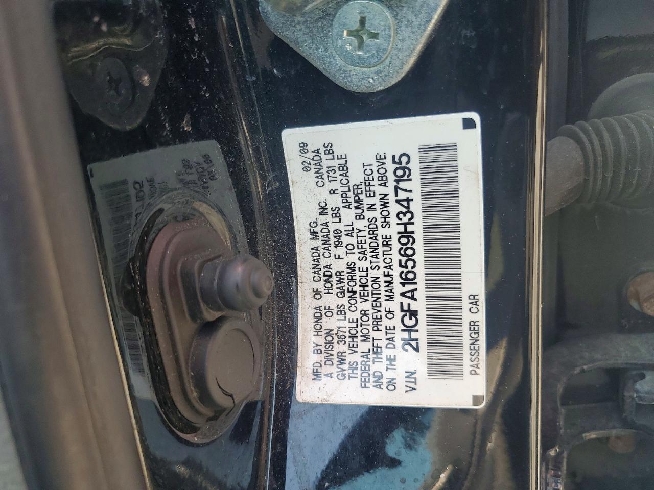 2009 Honda Civic Lx Black vin: 2HGFA16569H347195