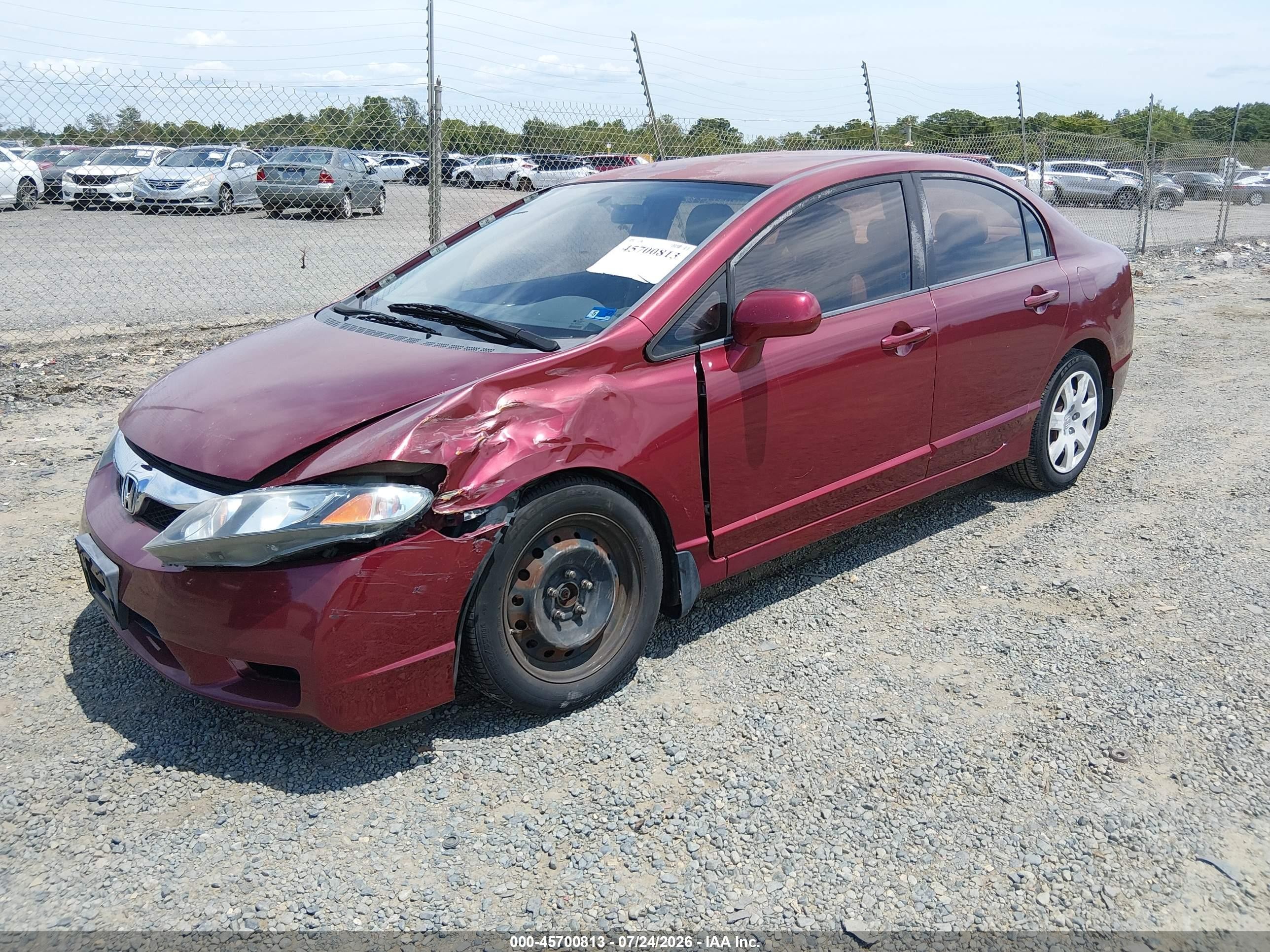 2009 Honda Civic Lx Бордовый vin: 2HGFA16569H357998