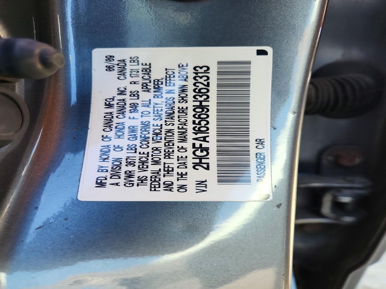 2009 Honda Civic Lx Gray vin: 2HGFA16569H362313