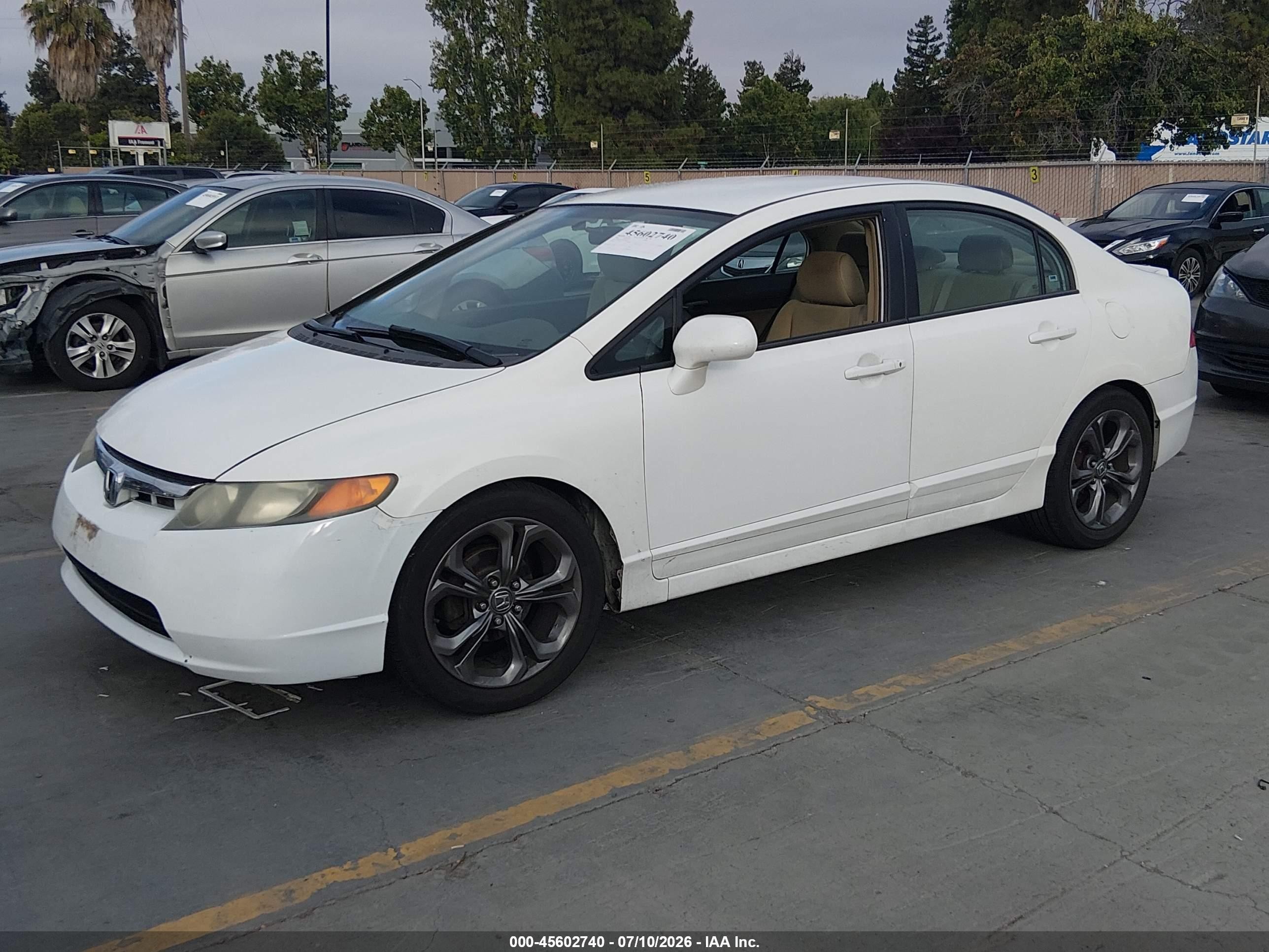 2006 Honda Civic Lx White vin: 2HGFA16576H510416