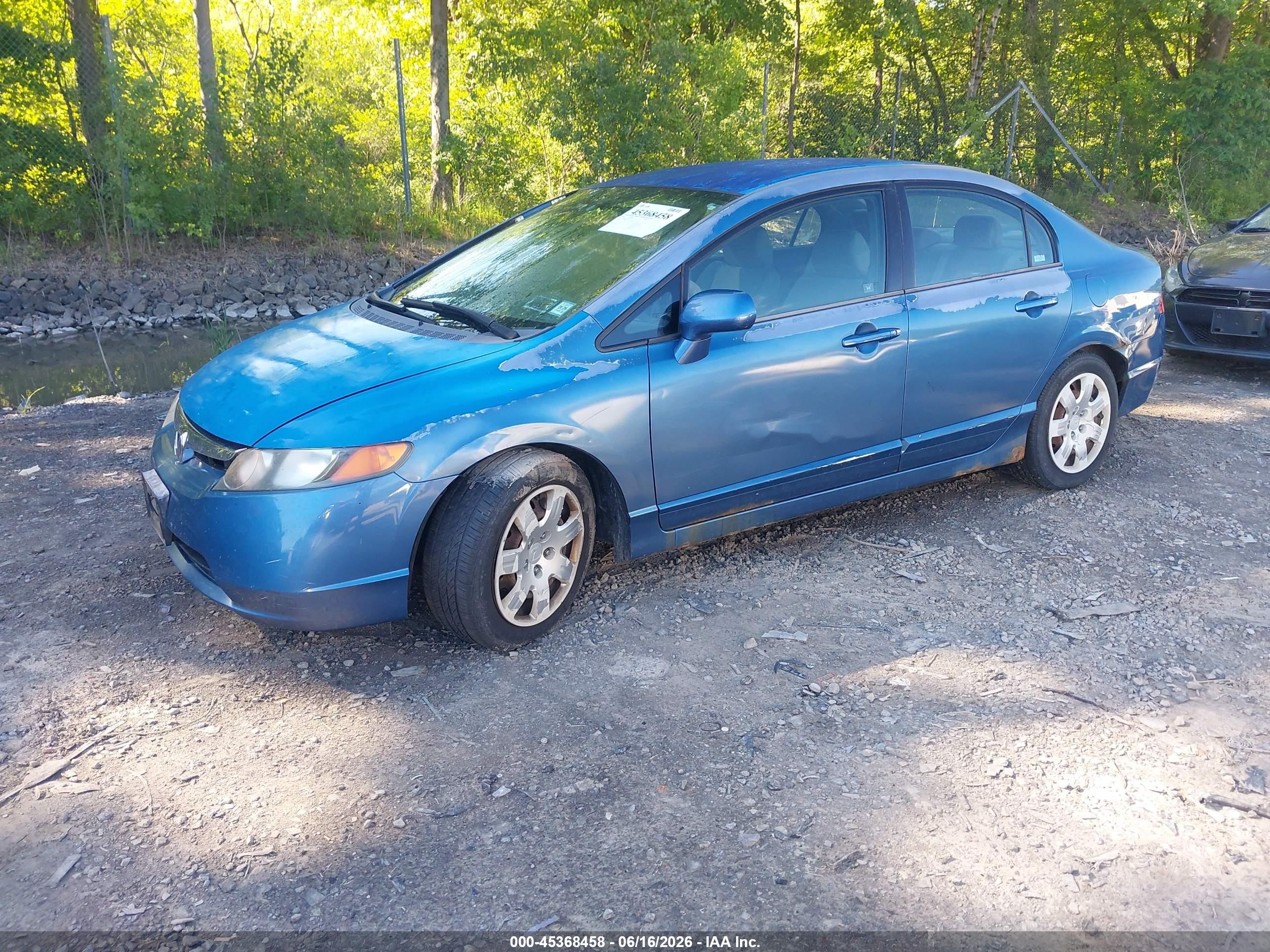 2006 Honda Civic Lx Blue vin: 2HGFA16576H517155