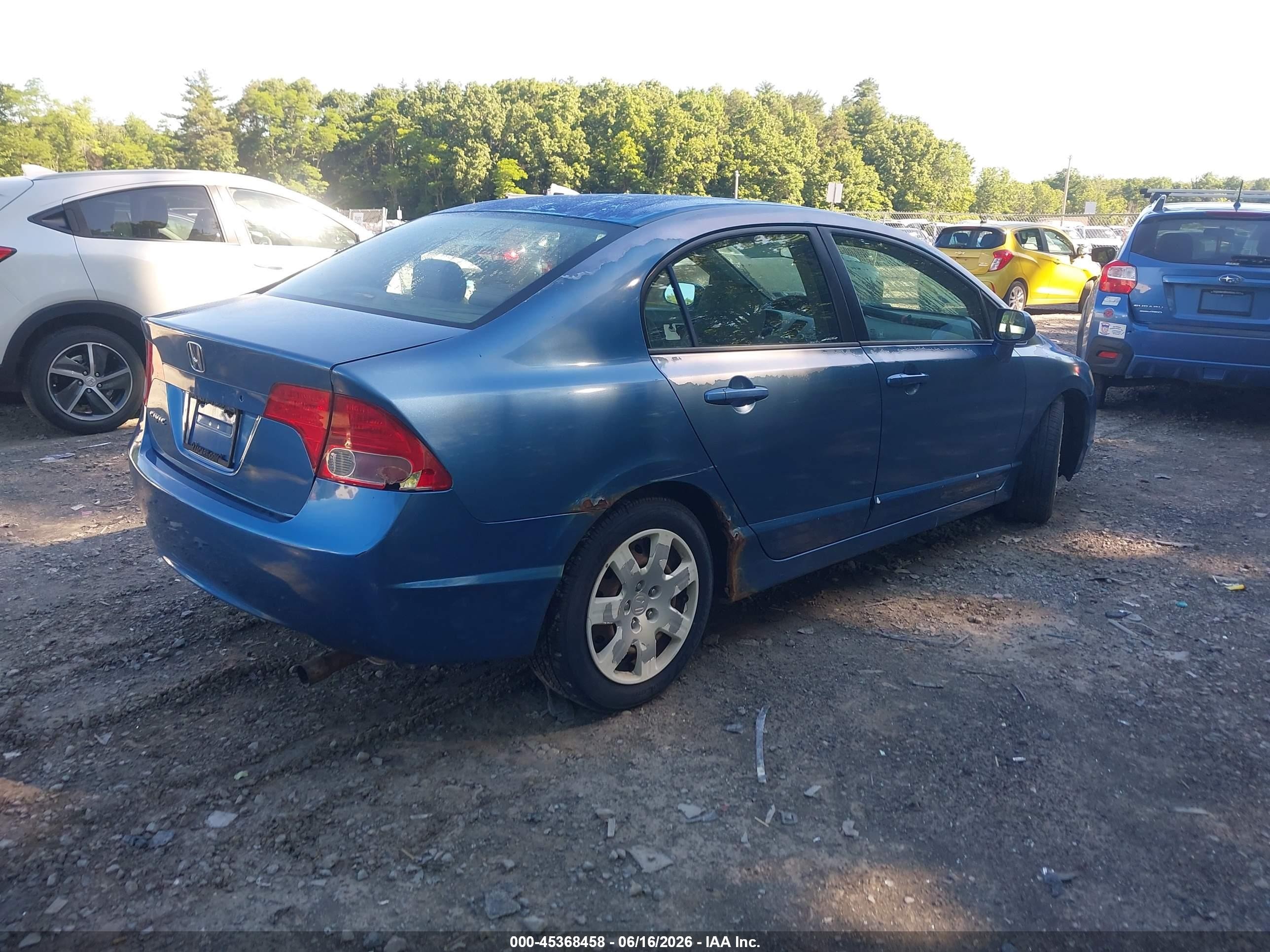 2006 Honda Civic Lx Blue vin: 2HGFA16576H517155