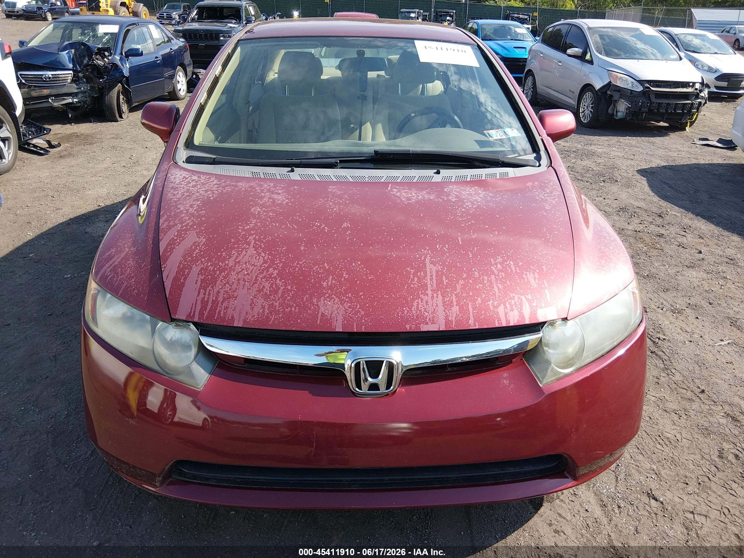 2006 Honda Civic Lx Maroon vin: 2HGFA16576H518242