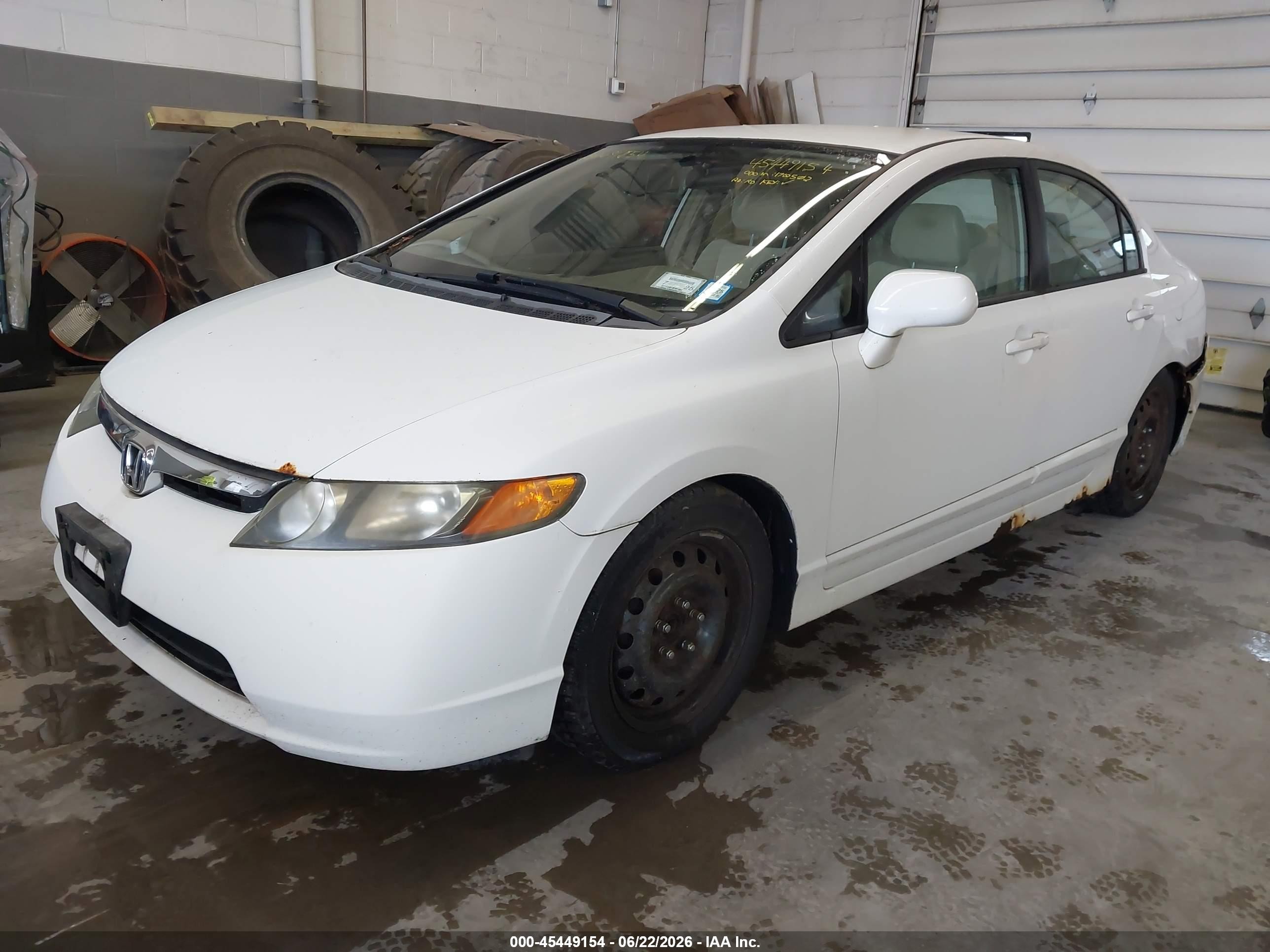 2006 Honda Civic Lx White vin: 2HGFA16576H521173