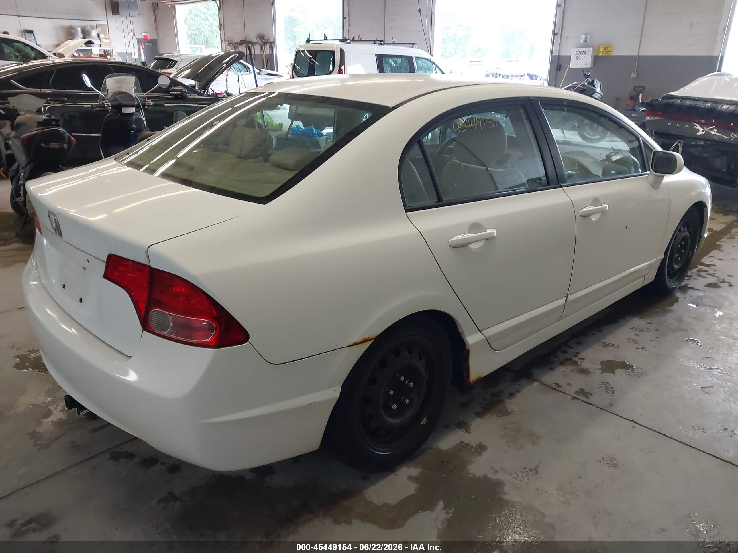 2006 Honda Civic Lx White vin: 2HGFA16576H521173