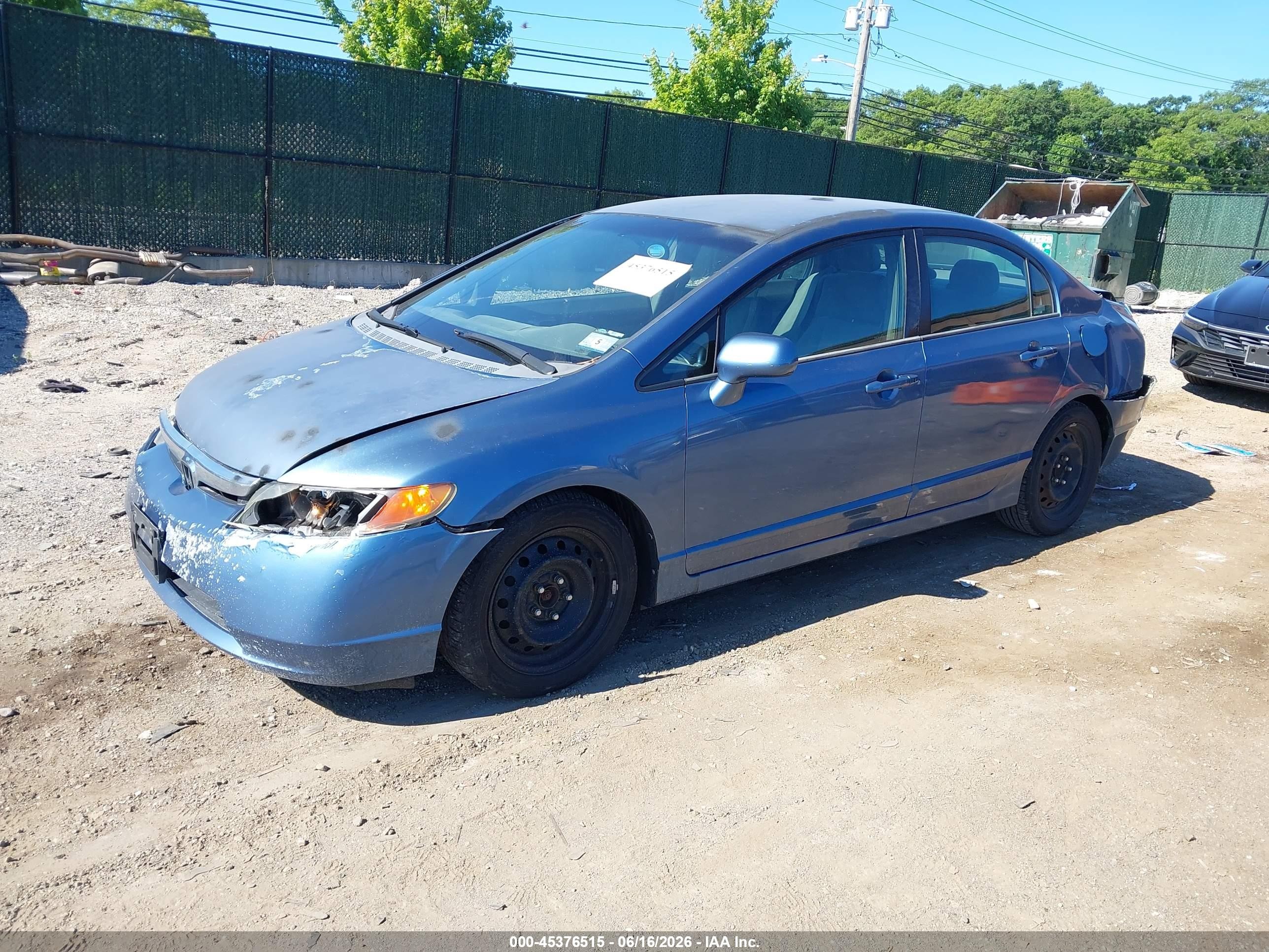 2006 Honda Civic Lx Blue vin: 2HGFA16576H527197