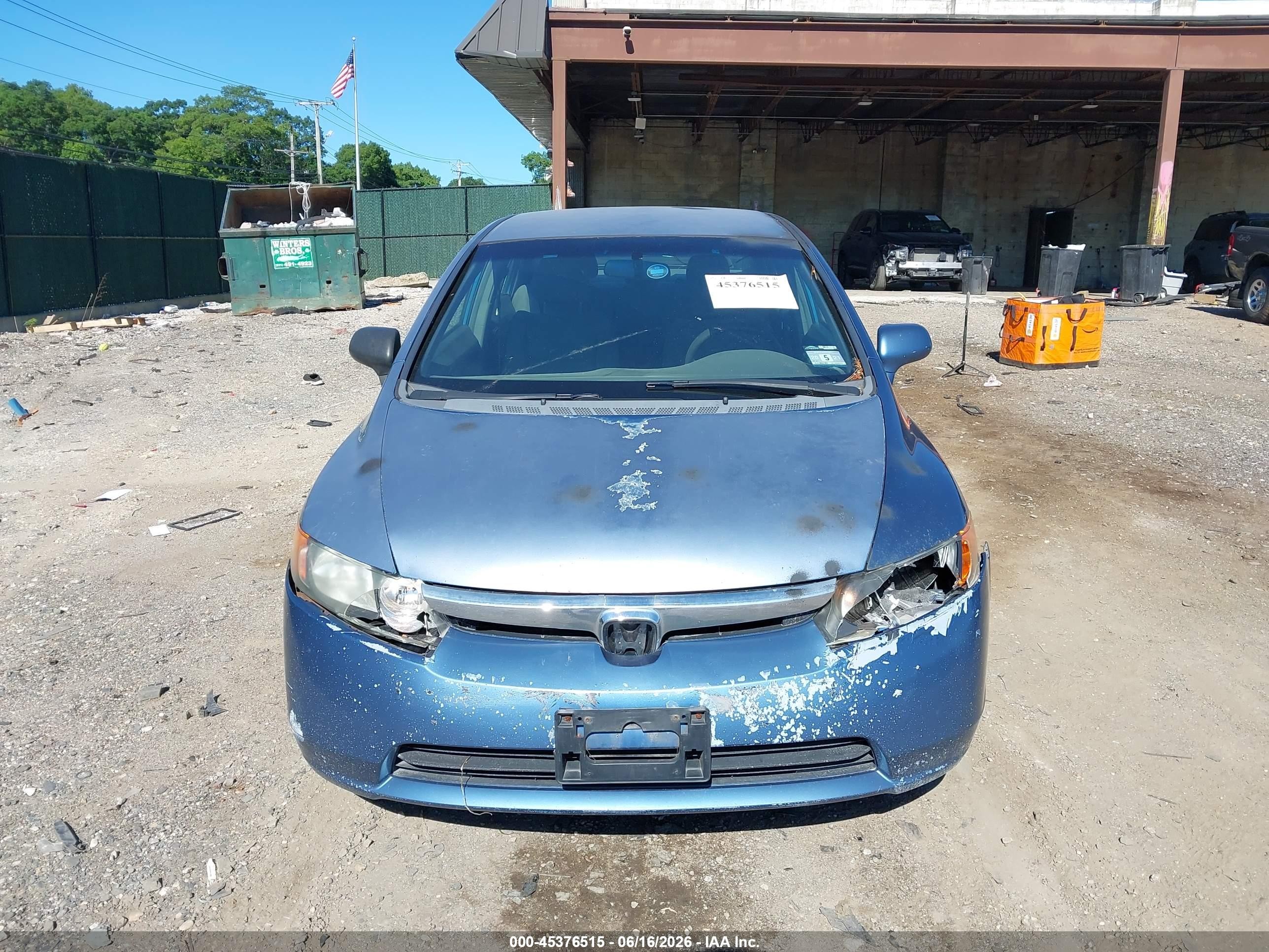 2006 Honda Civic Lx Blue vin: 2HGFA16576H527197