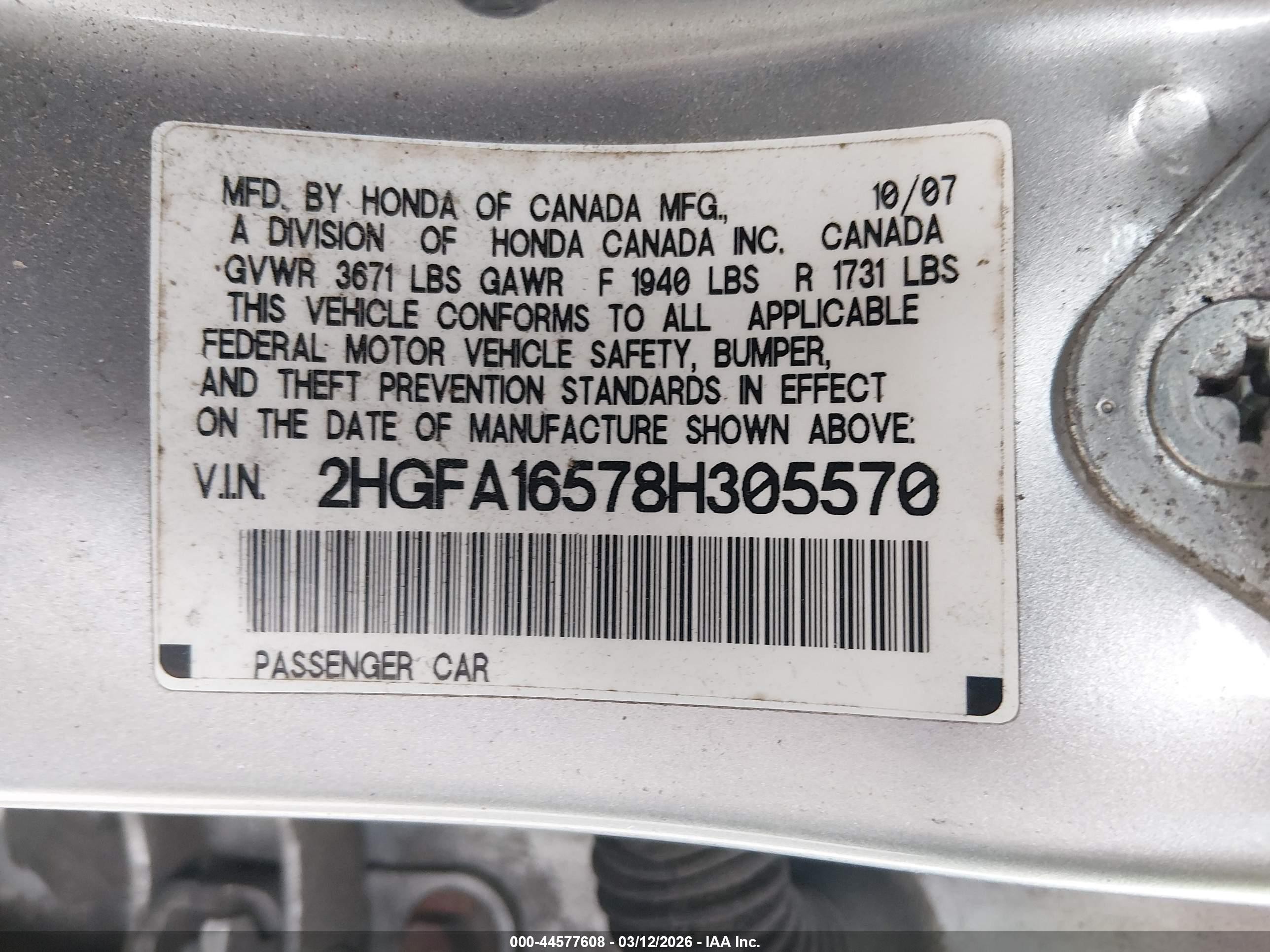 2008 Honda Civic Lx Silver vin: 2HGFA16578H305570