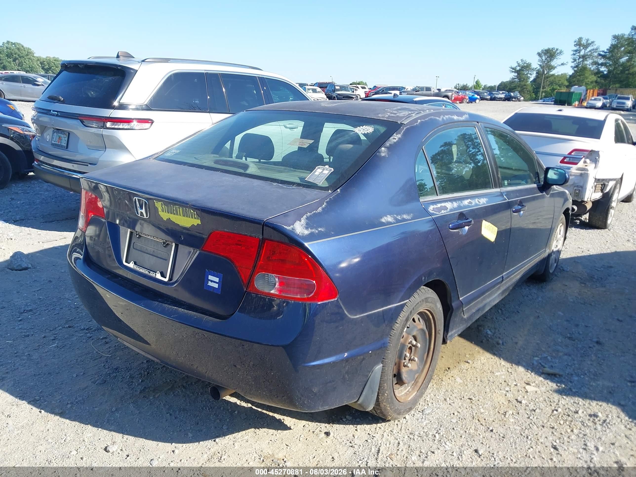 2008 Honda Civic Lx Dark Blue vin: 2HGFA16578H530670