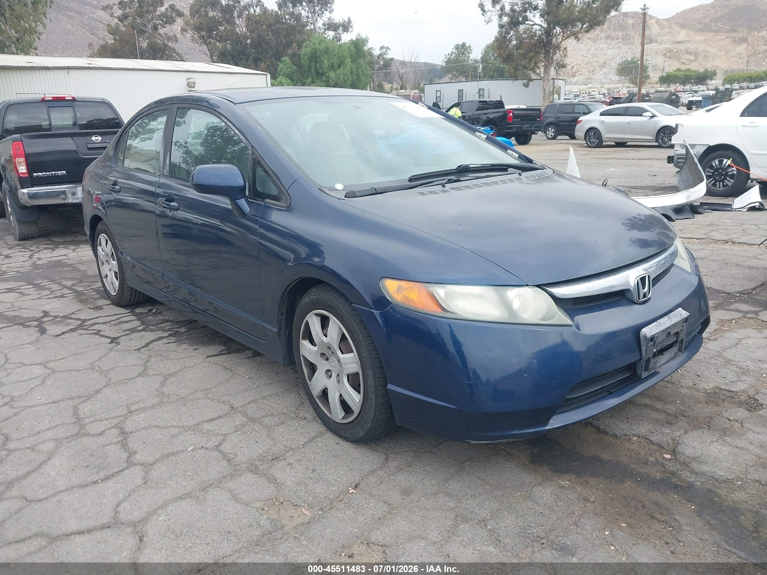 2008 Honda Civic Lx Blue vin: 2HGFA16578H531222