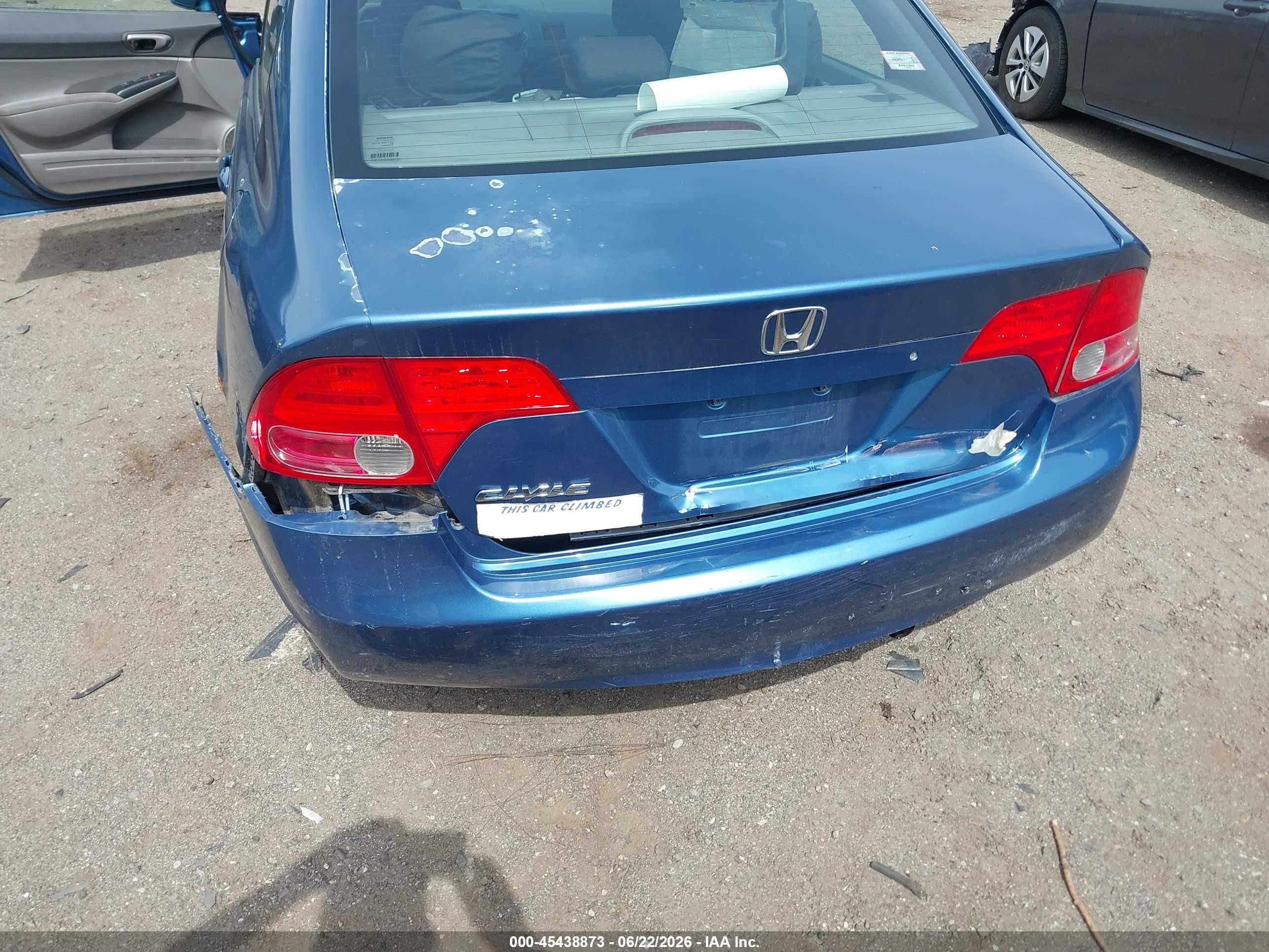 2008 Honda Civic Lx Blue vin: 2HGFA16578H535559