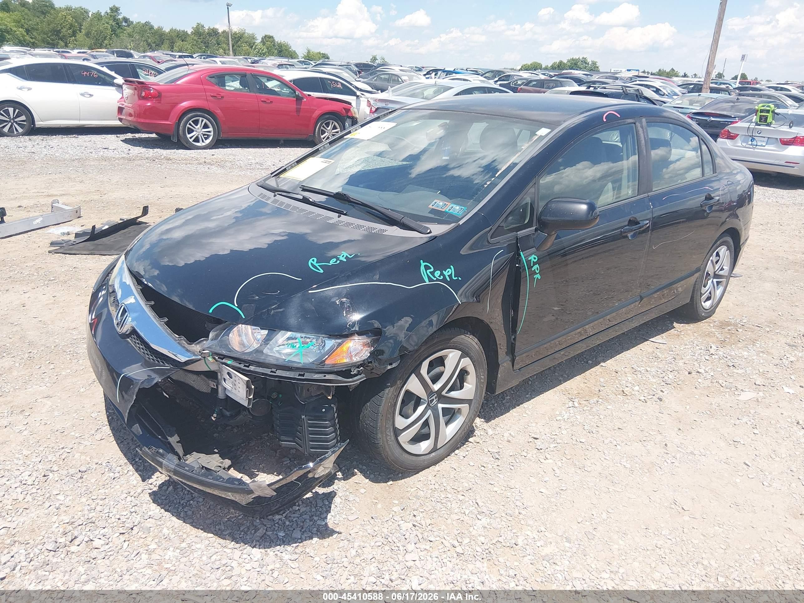 2009 Honda Civic Lx Black vin: 2HGFA16579H326596