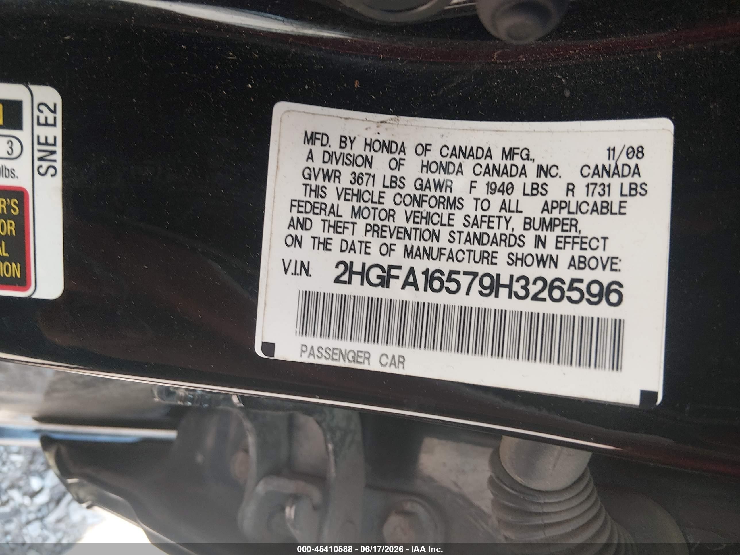 2009 Honda Civic Lx Black vin: 2HGFA16579H326596