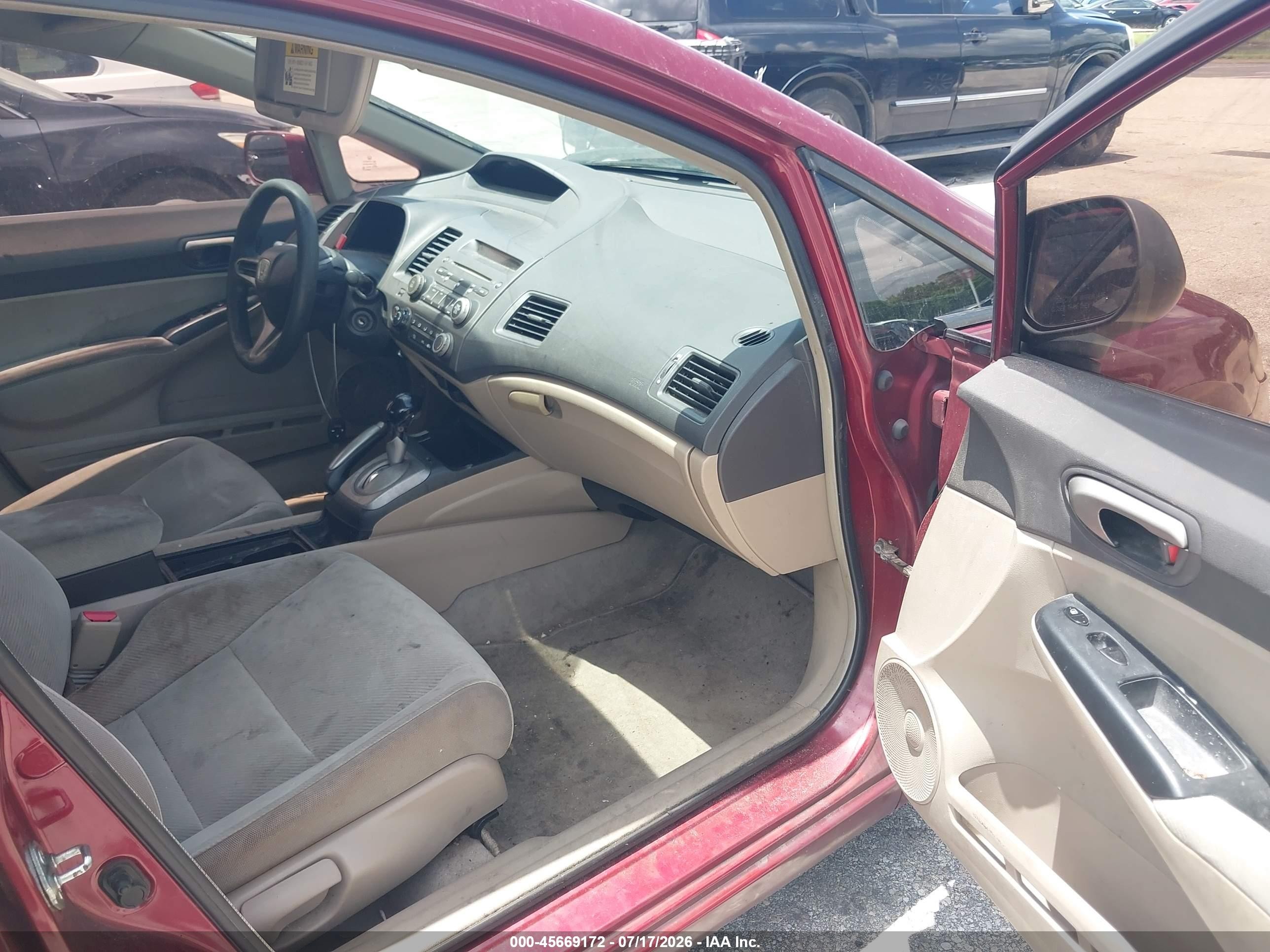 2009 Honda Civic Lx Maroon vin: 2HGFA16579H502403