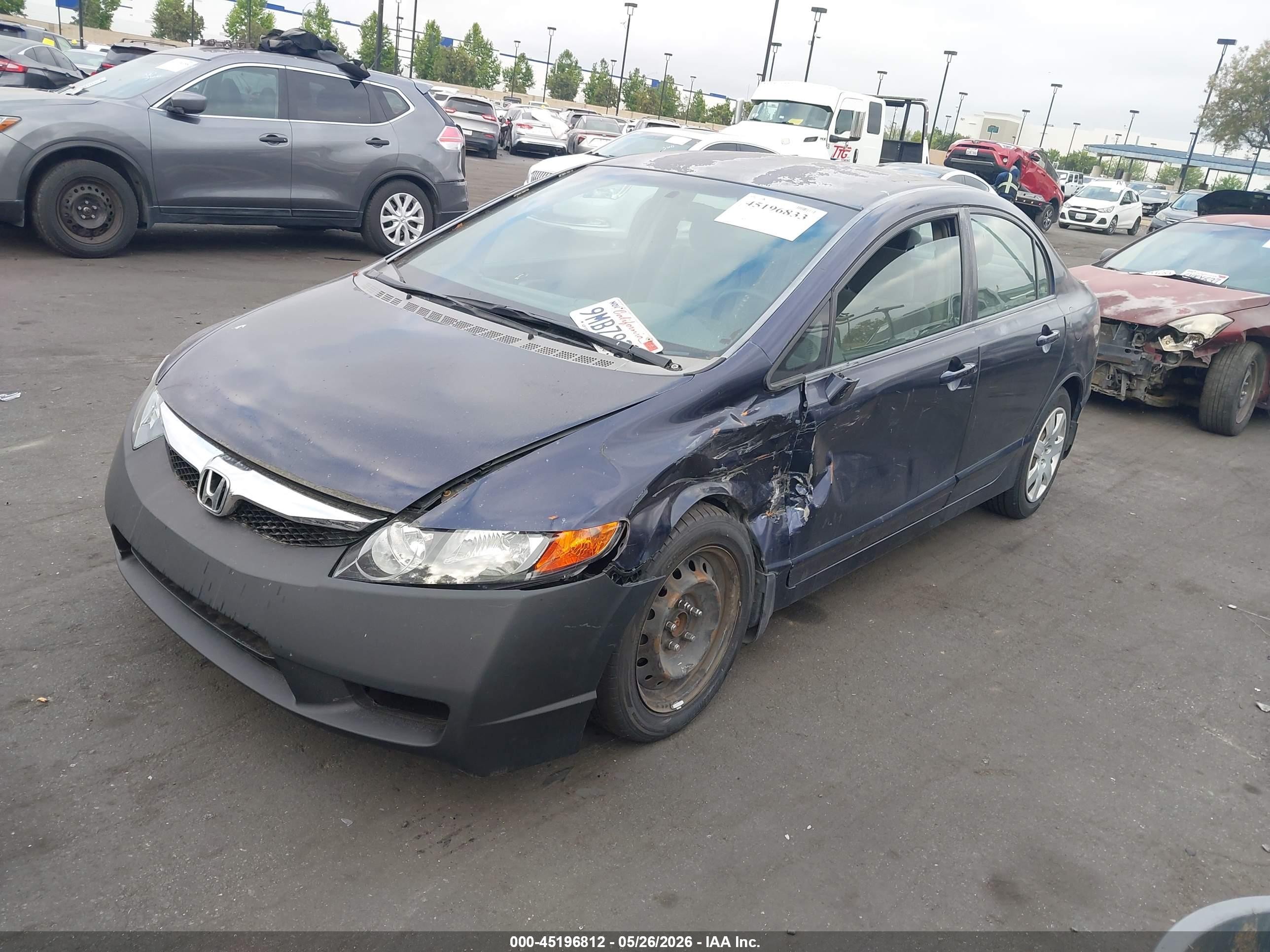 2009 Honda Civic Lx Blue vin: 2HGFA16579H504801