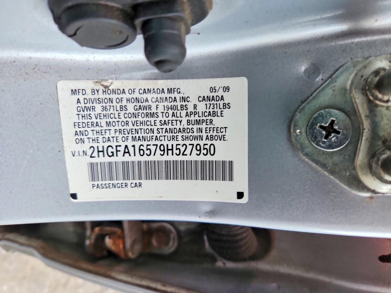 2009 Honda Civic Lx Silver vin: 2HGFA16579H527950