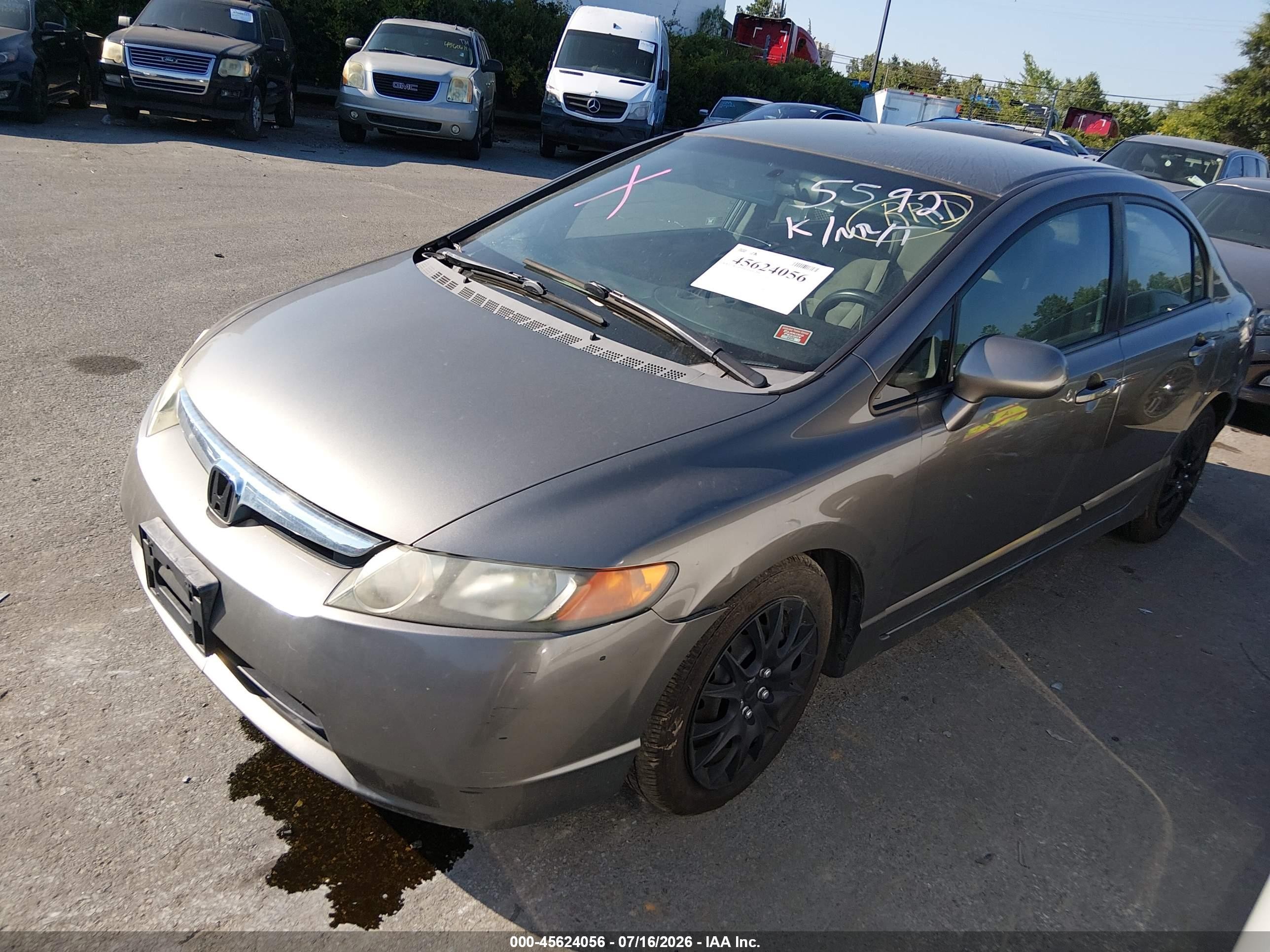 2007 Honda Civic Lx Серый vin: 2HGFA16587H305592