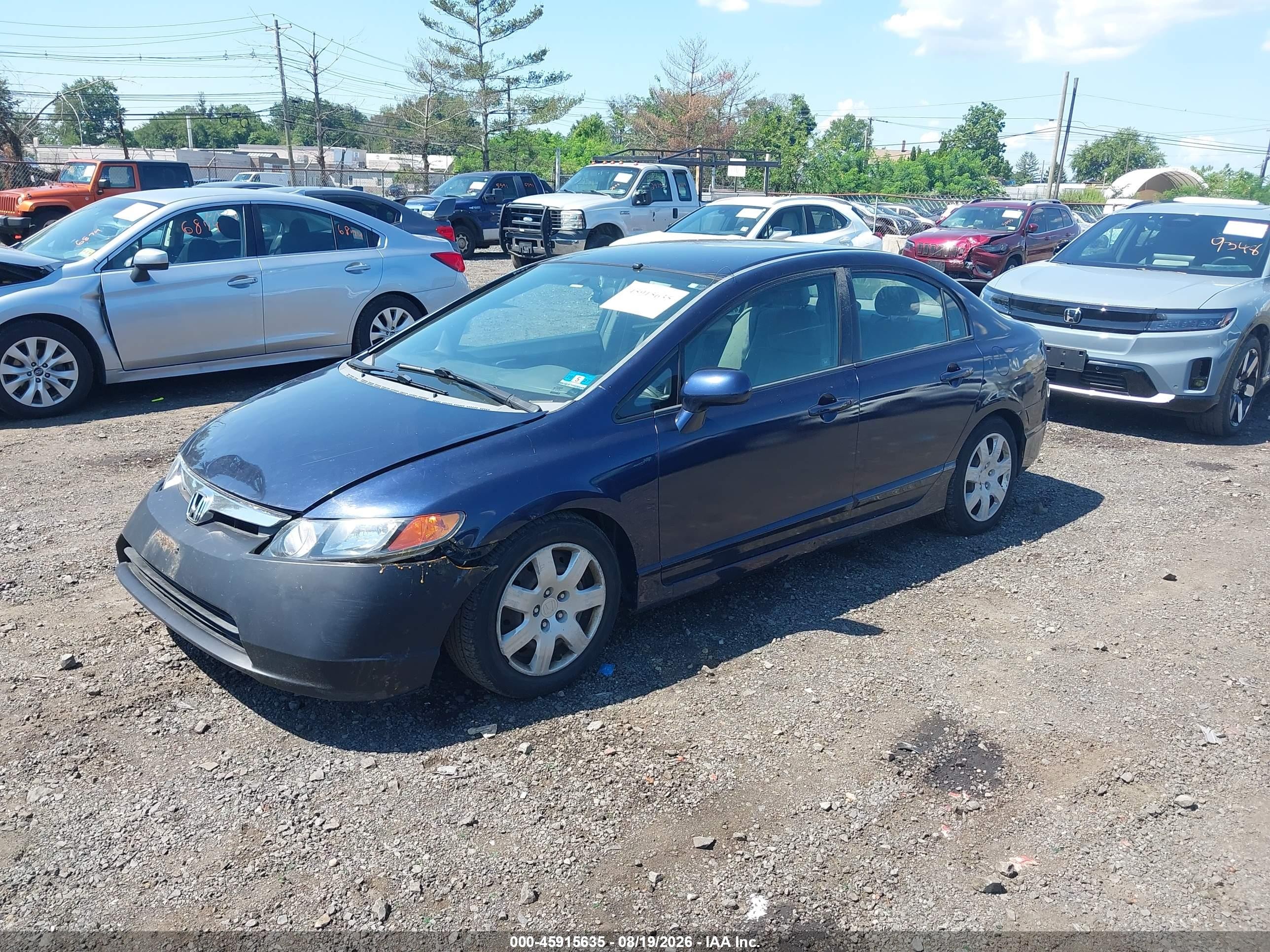 2008 Honda Civic Lx Blue vin: 2HGFA16588H501596