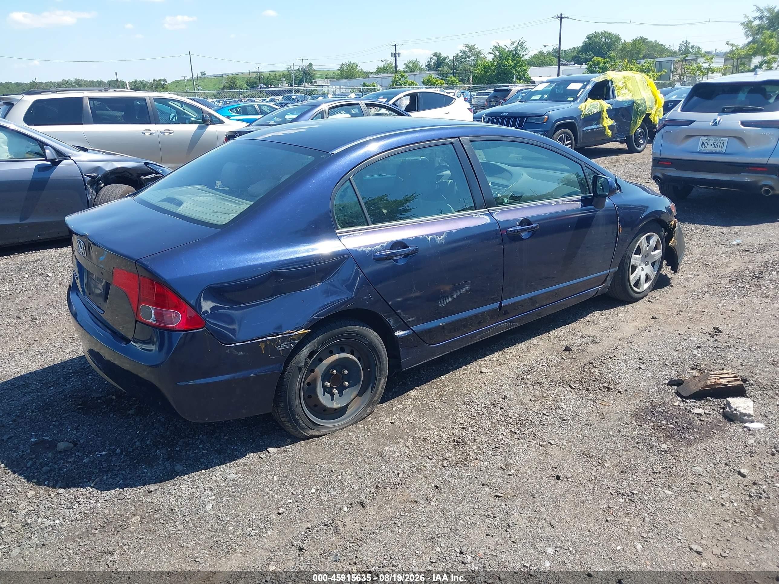 2008 Honda Civic Lx Blue vin: 2HGFA16588H501596