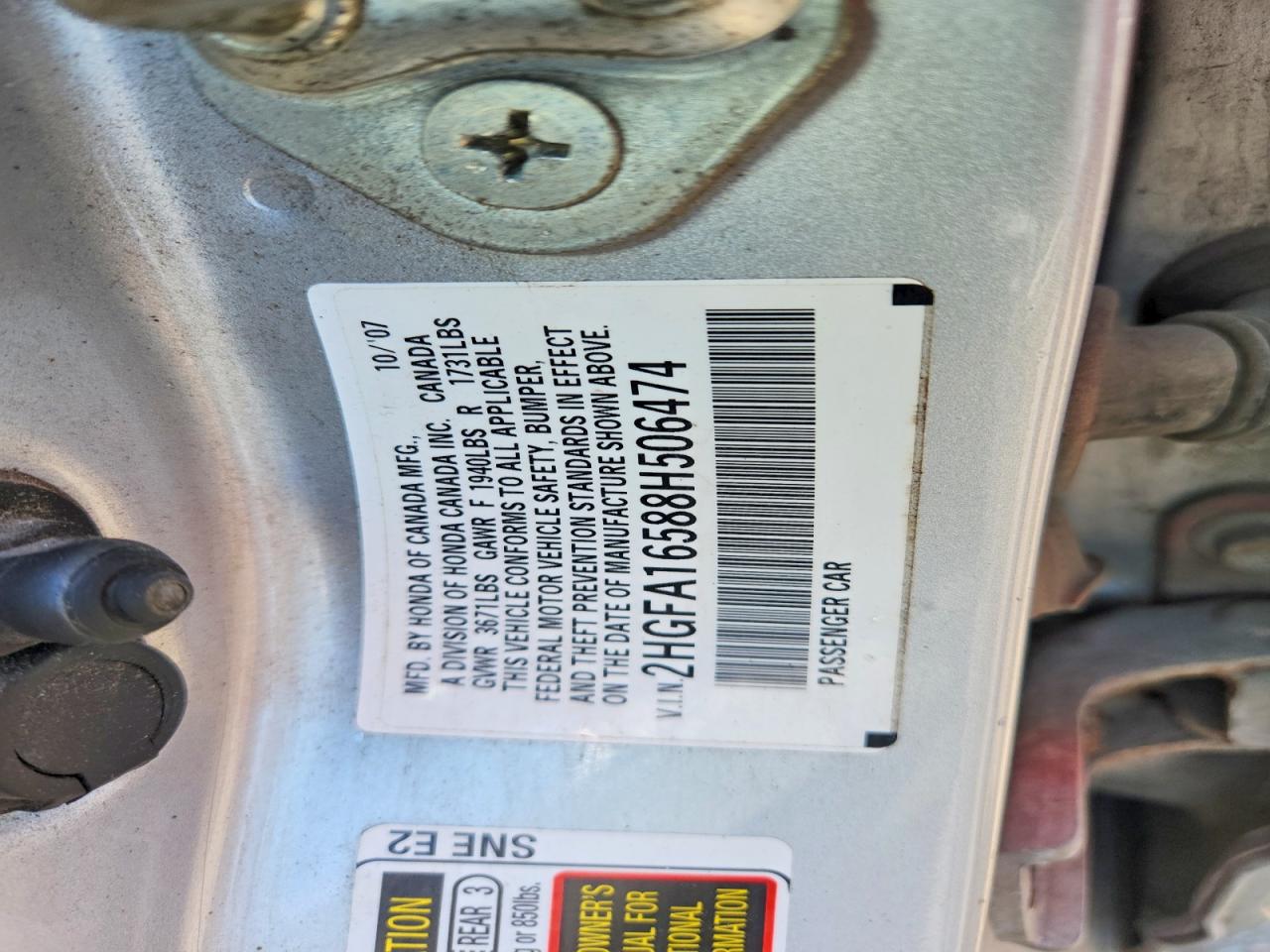 2008 Honda Civic Lx Silver vin: 2HGFA16588H506474