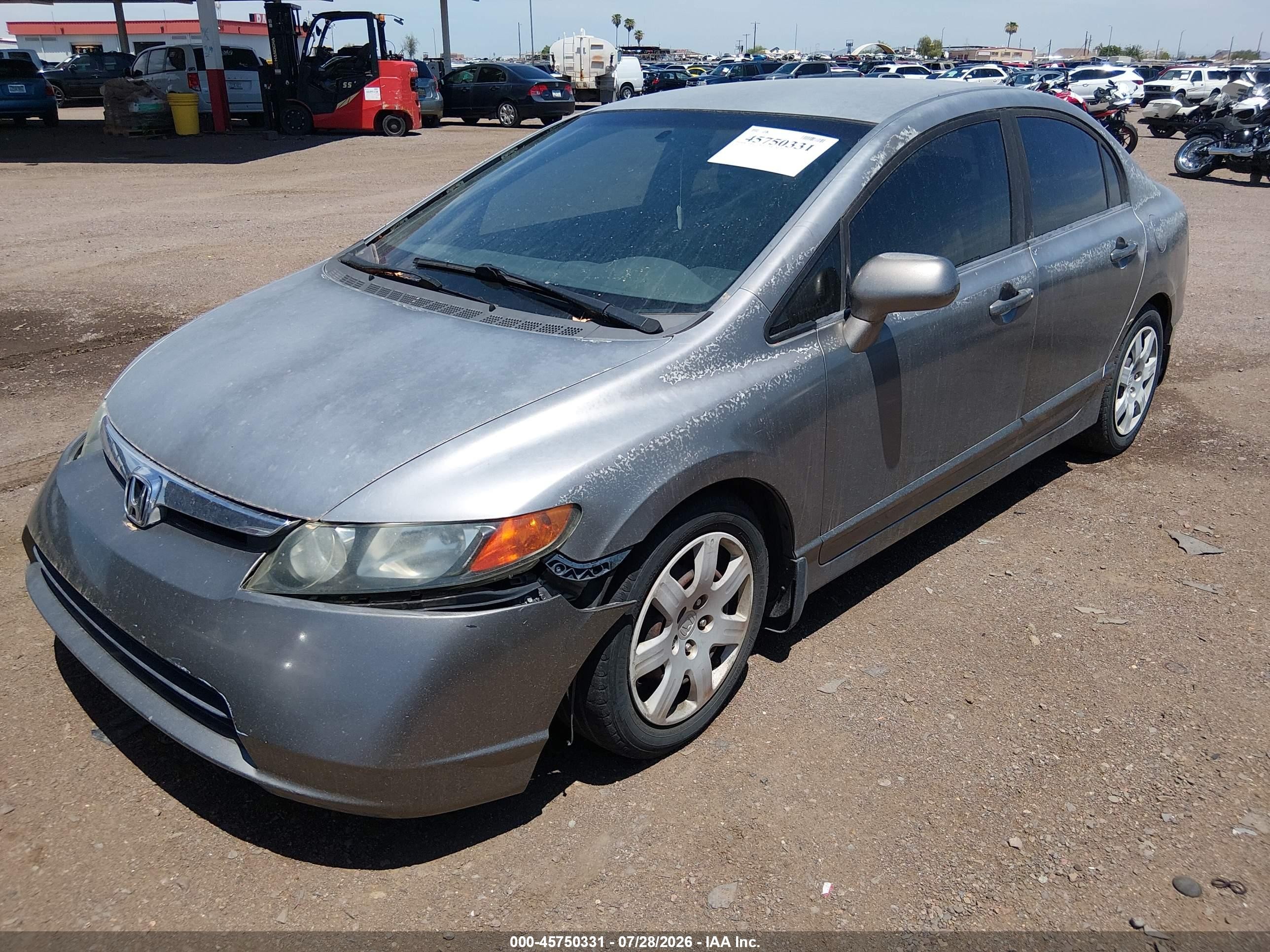 2008 Honda Civic Lx Gray vin: 2HGFA16588H527258