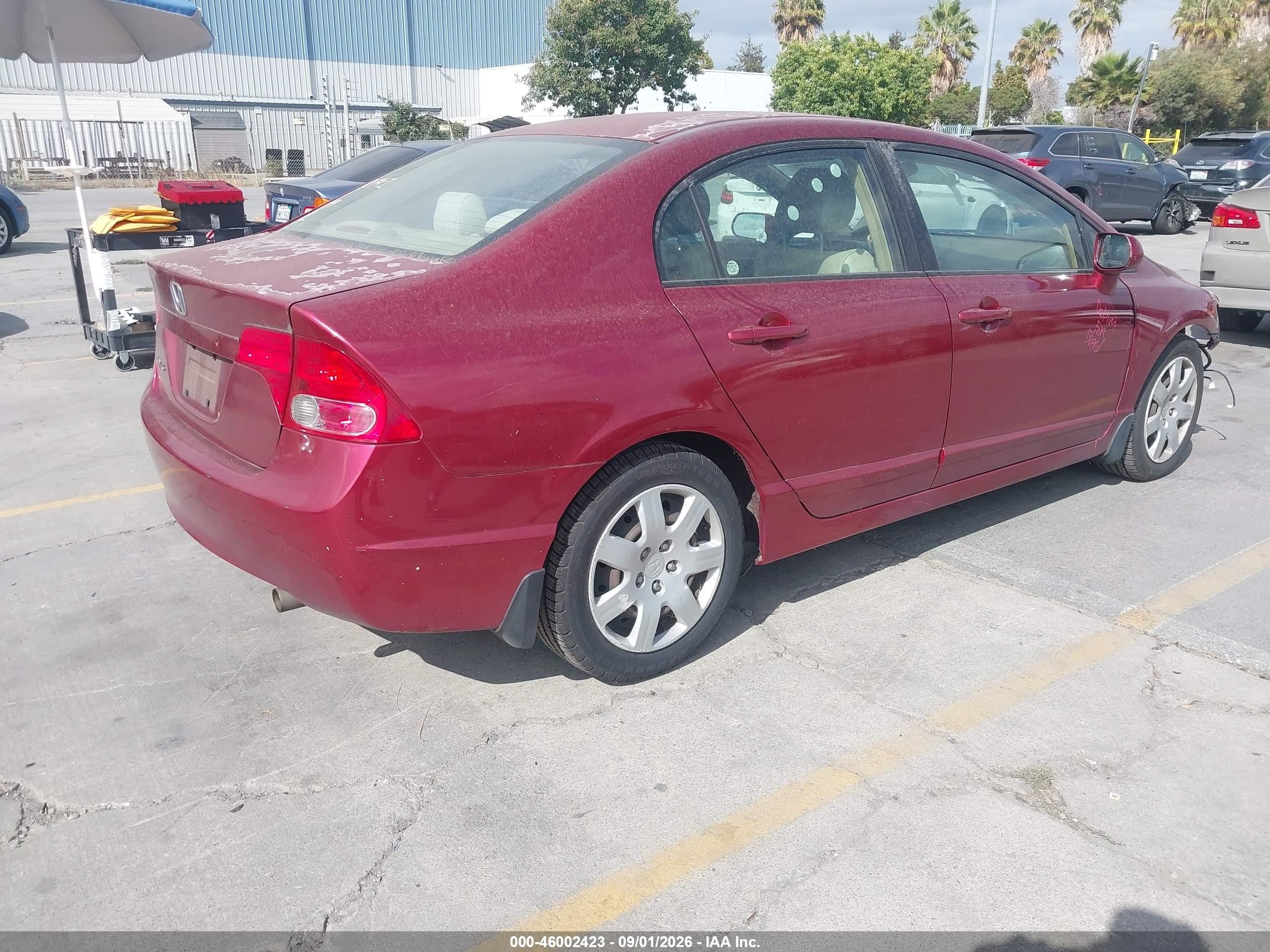 2008 Honda Civic Lx Burgundy vin: 2HGFA16588H532475