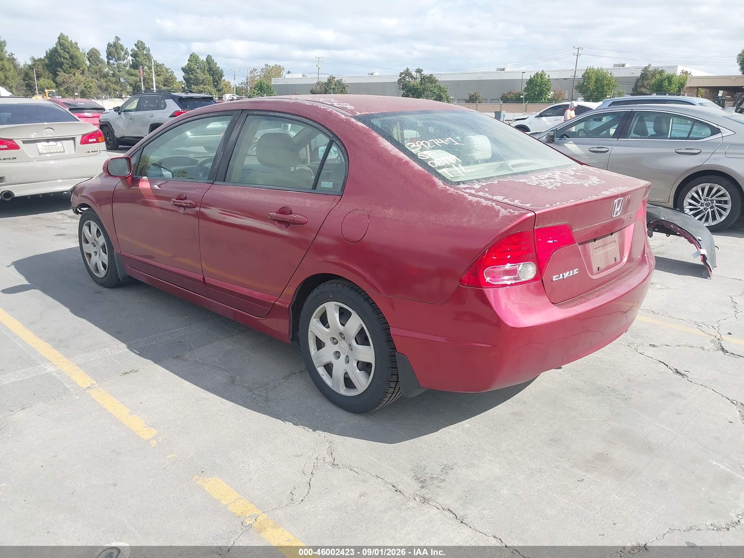 2008 Honda Civic Lx Burgundy vin: 2HGFA16588H532475