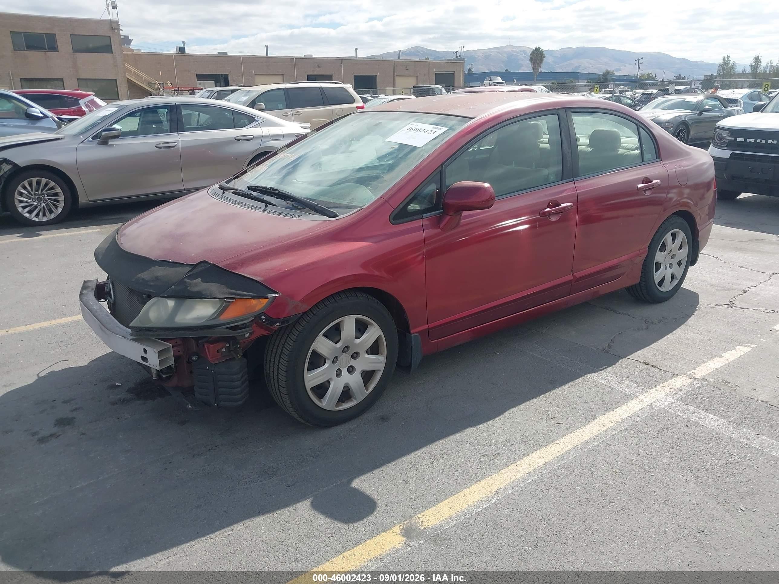 2008 Honda Civic Lx Burgundy vin: 2HGFA16588H532475