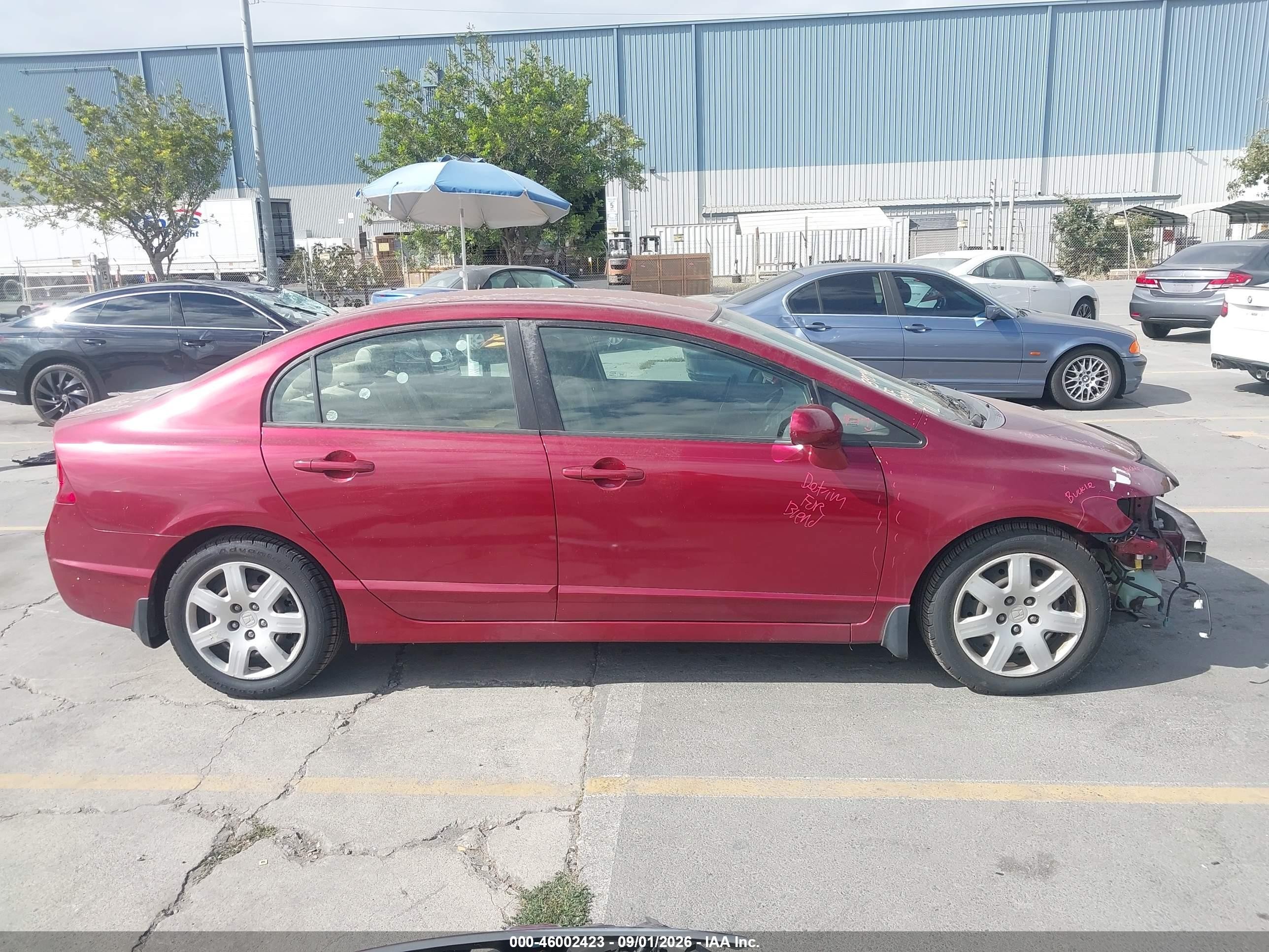 2008 Honda Civic Lx Burgundy vin: 2HGFA16588H532475