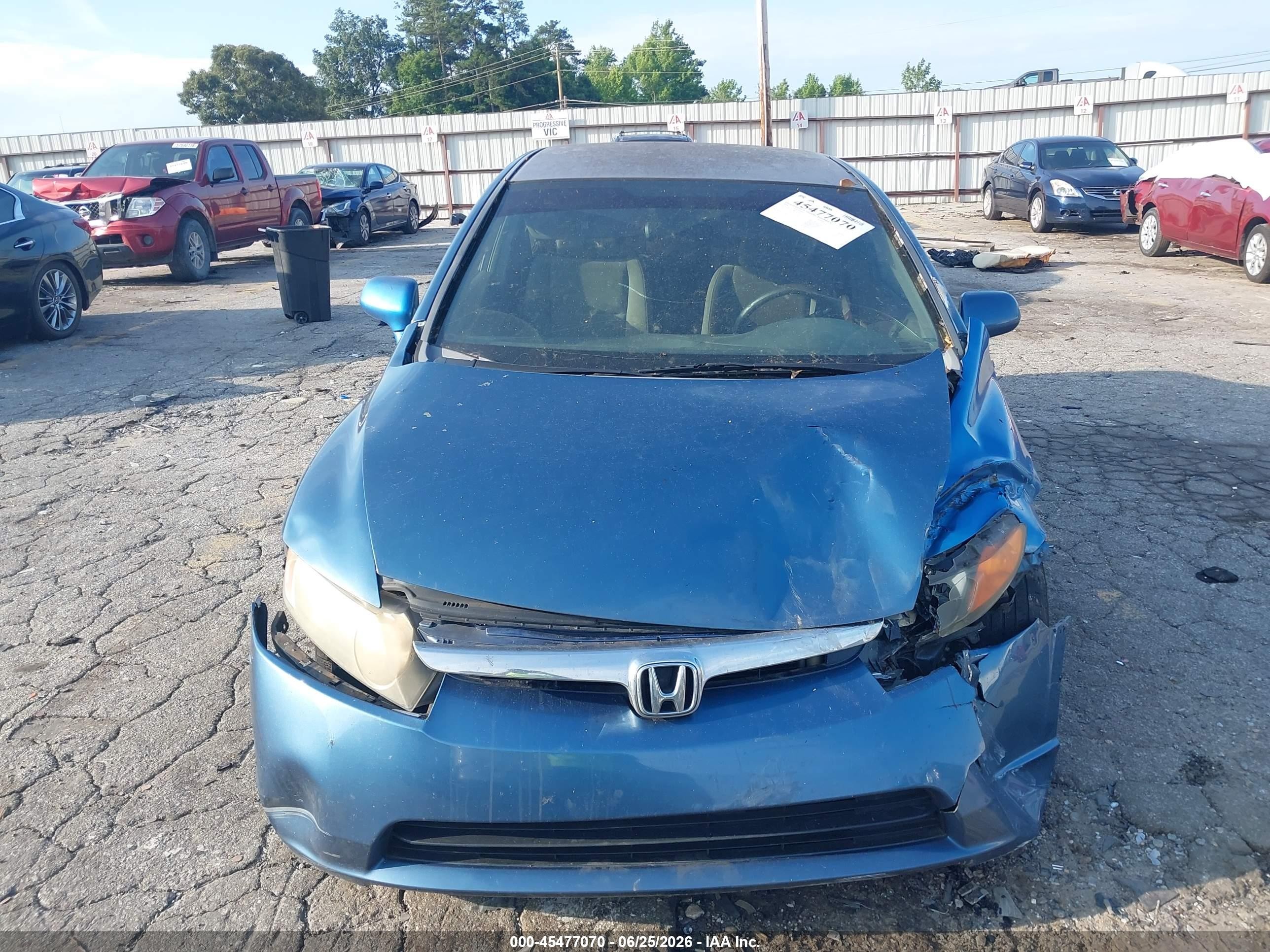 2008 Honda Civic Lx Blue vin: 2HGFA16588H535456