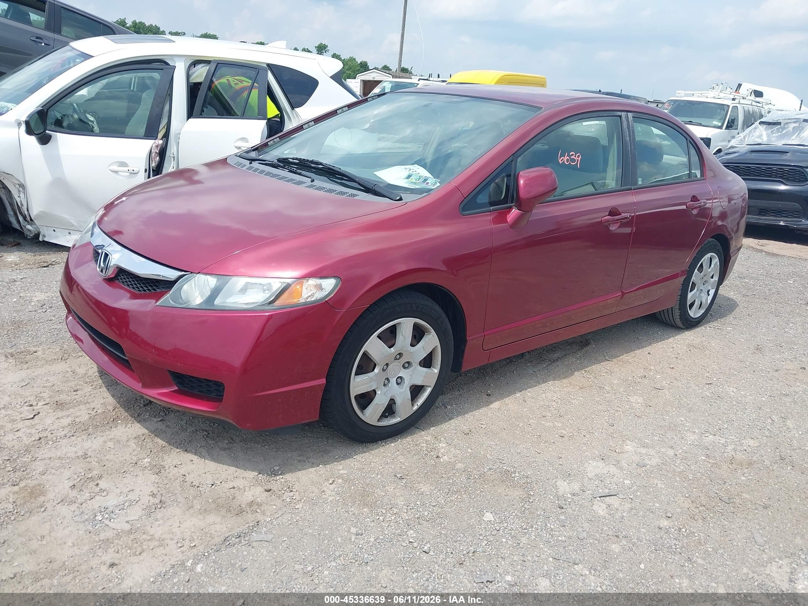 2009 Honda Civic Lx Maroon vin: 2HGFA16589H335890