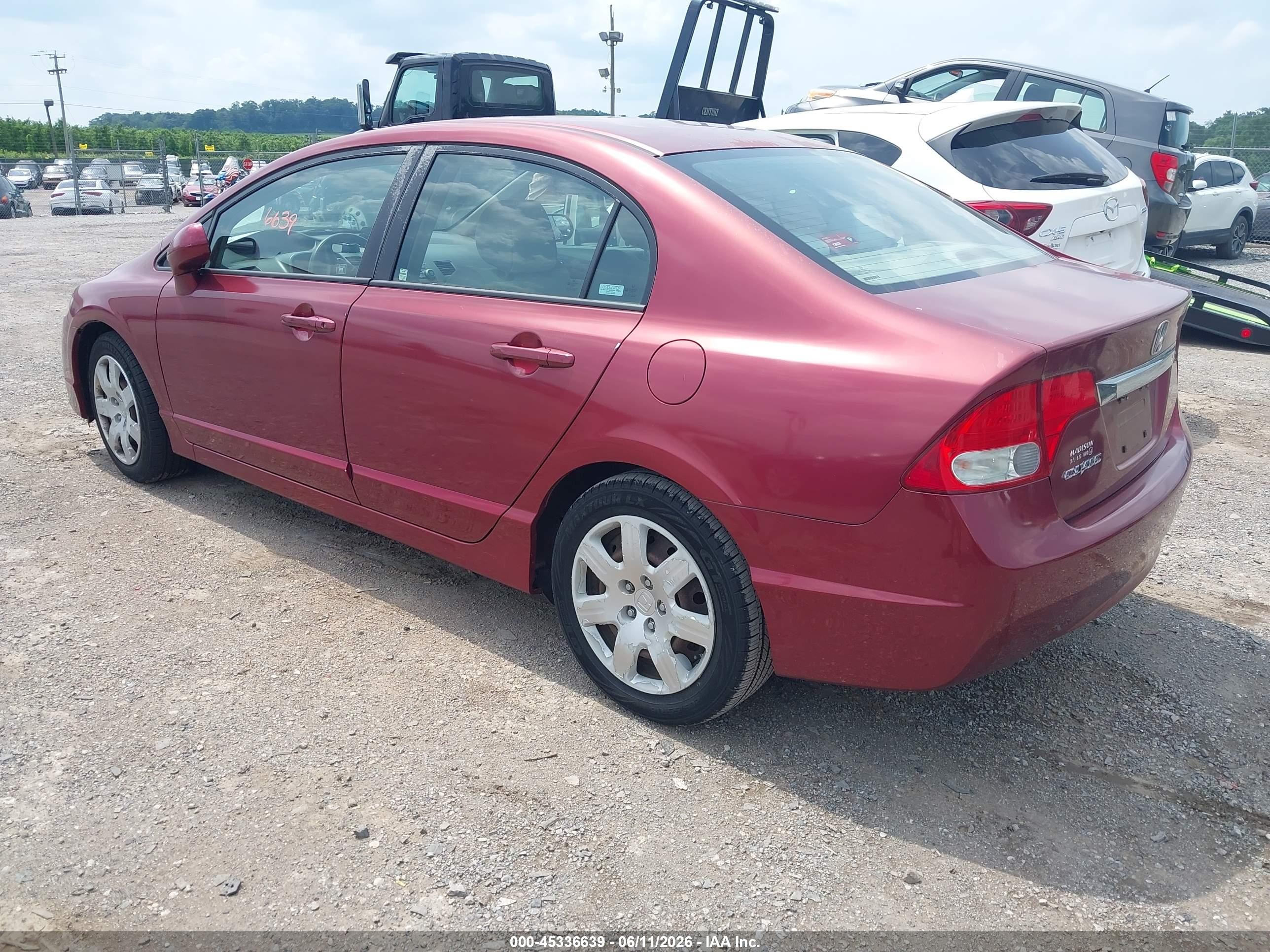 2009 Honda Civic Lx Maroon vin: 2HGFA16589H335890