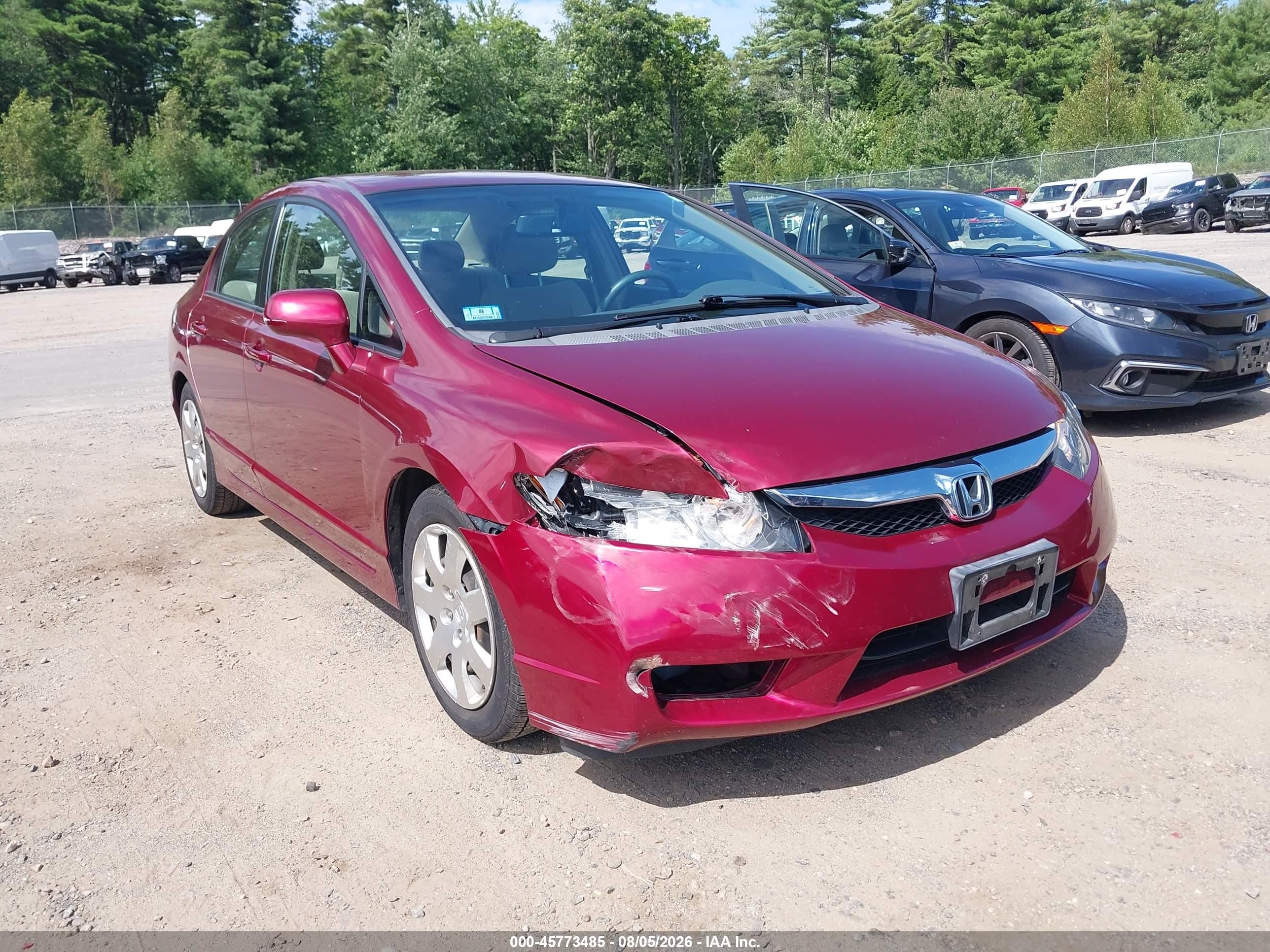 2009 Honda Civic Lx Red vin: 2HGFA16589H524538