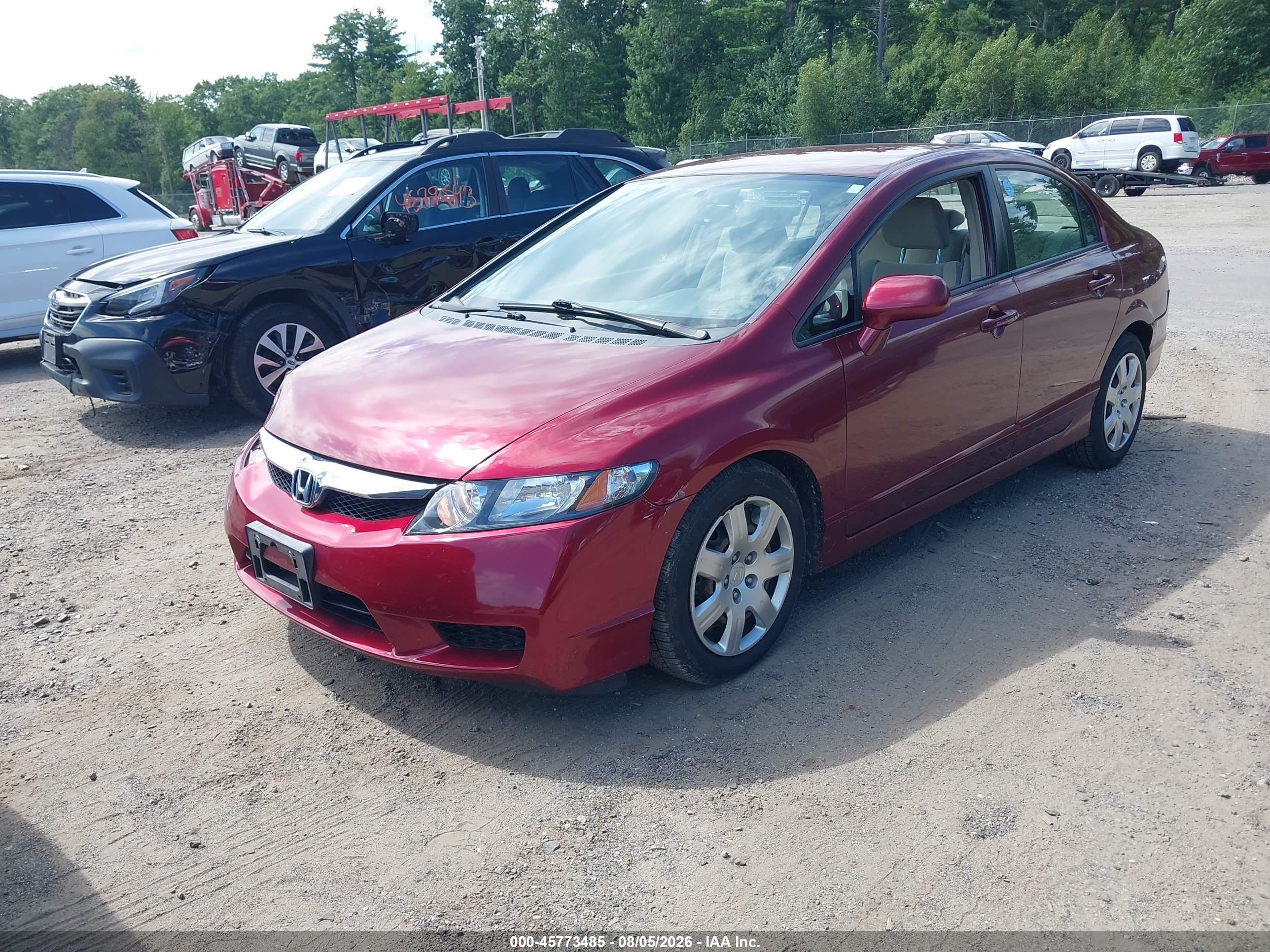 2009 Honda Civic Lx Red vin: 2HGFA16589H524538